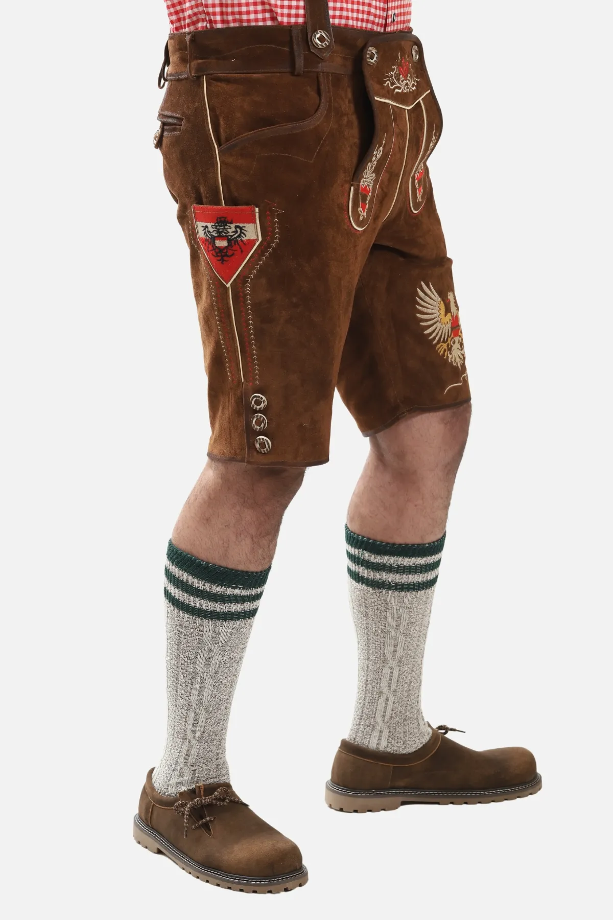 Adler Embroidered Brown Lederhosen Shorts for Men - Image 5