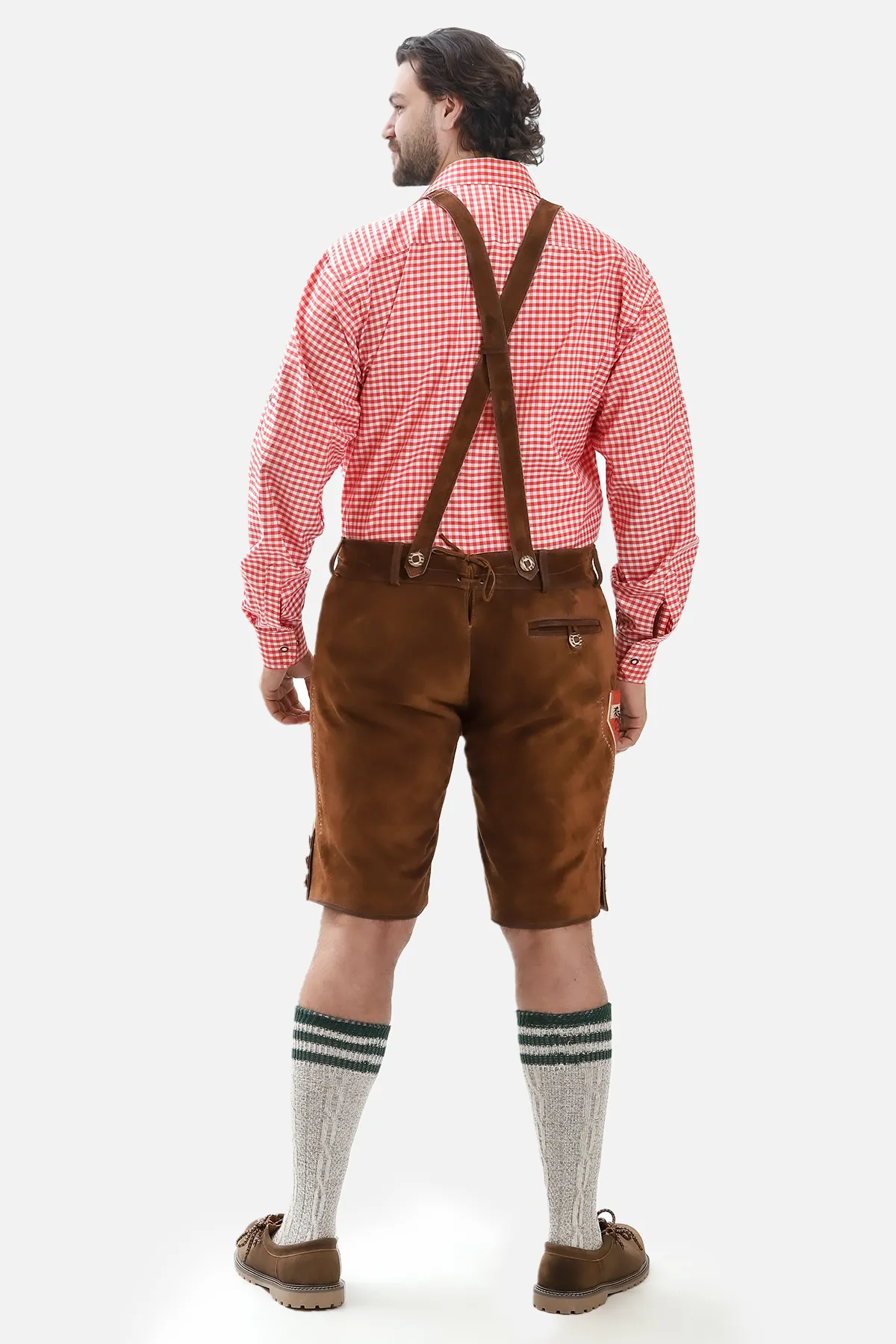 Adler Embroidered Brown Lederhosen Shorts for Men - Image 7