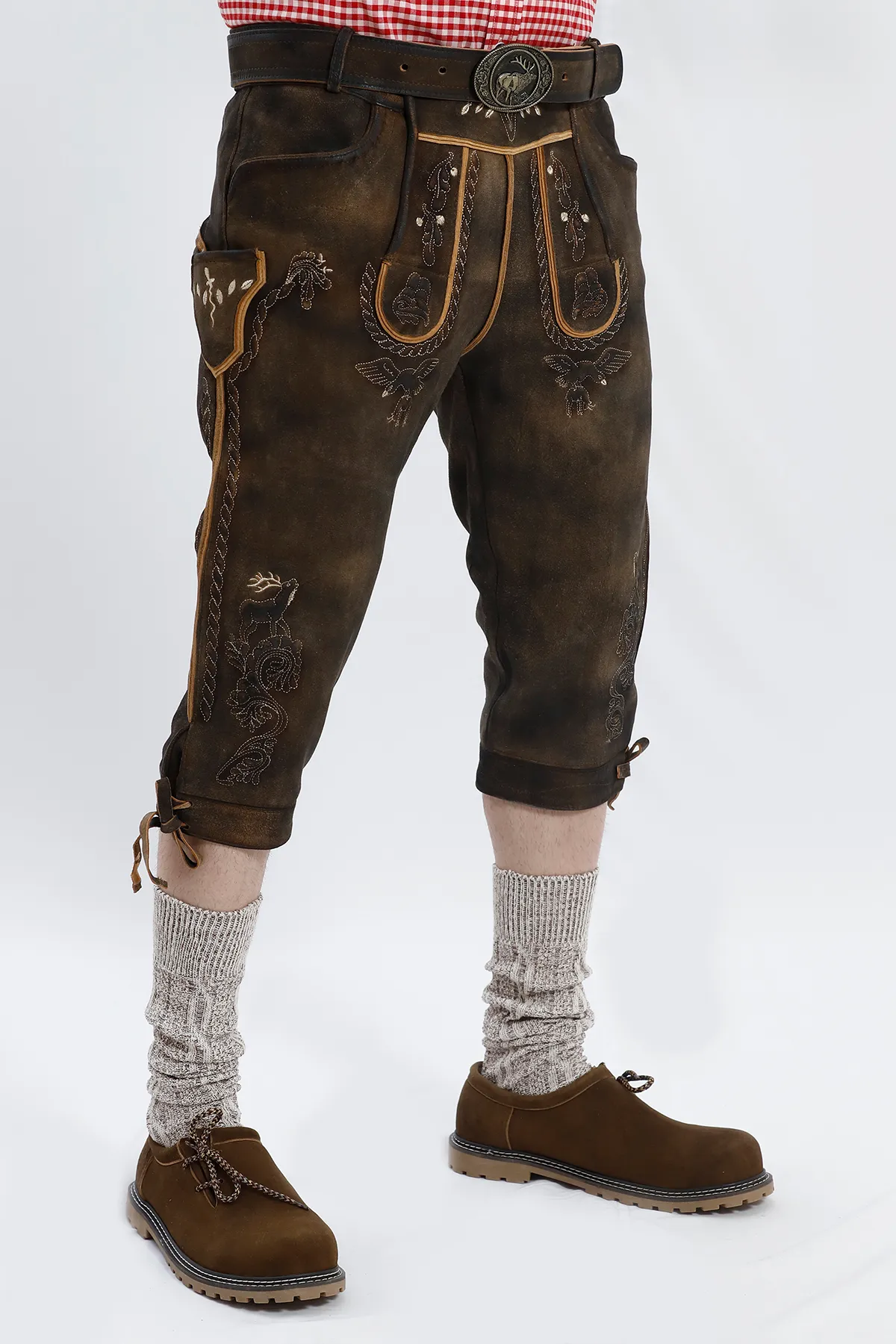 Authentic German Bundhosen For Men in Vintage Brown - Image 3