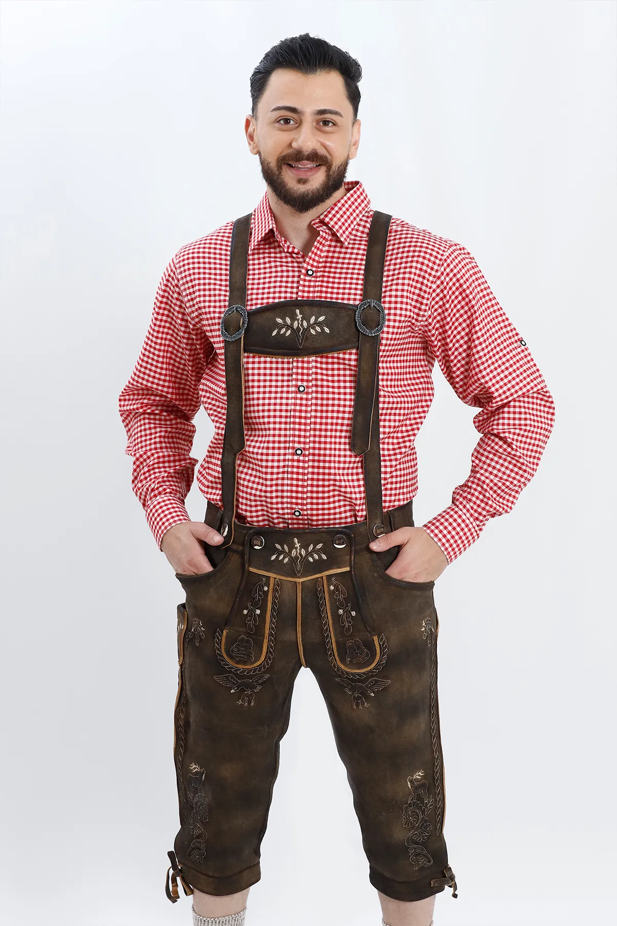 Authentic German Bundhosen For Men in Vintage Brown - Image 4