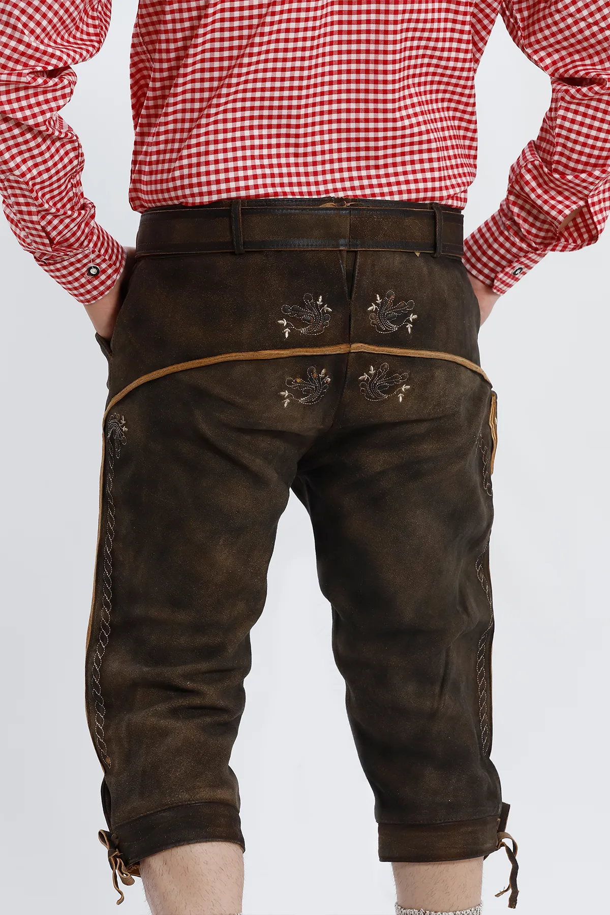 Authentic German Bundhosen For Men in Vintage Brown - Image 6