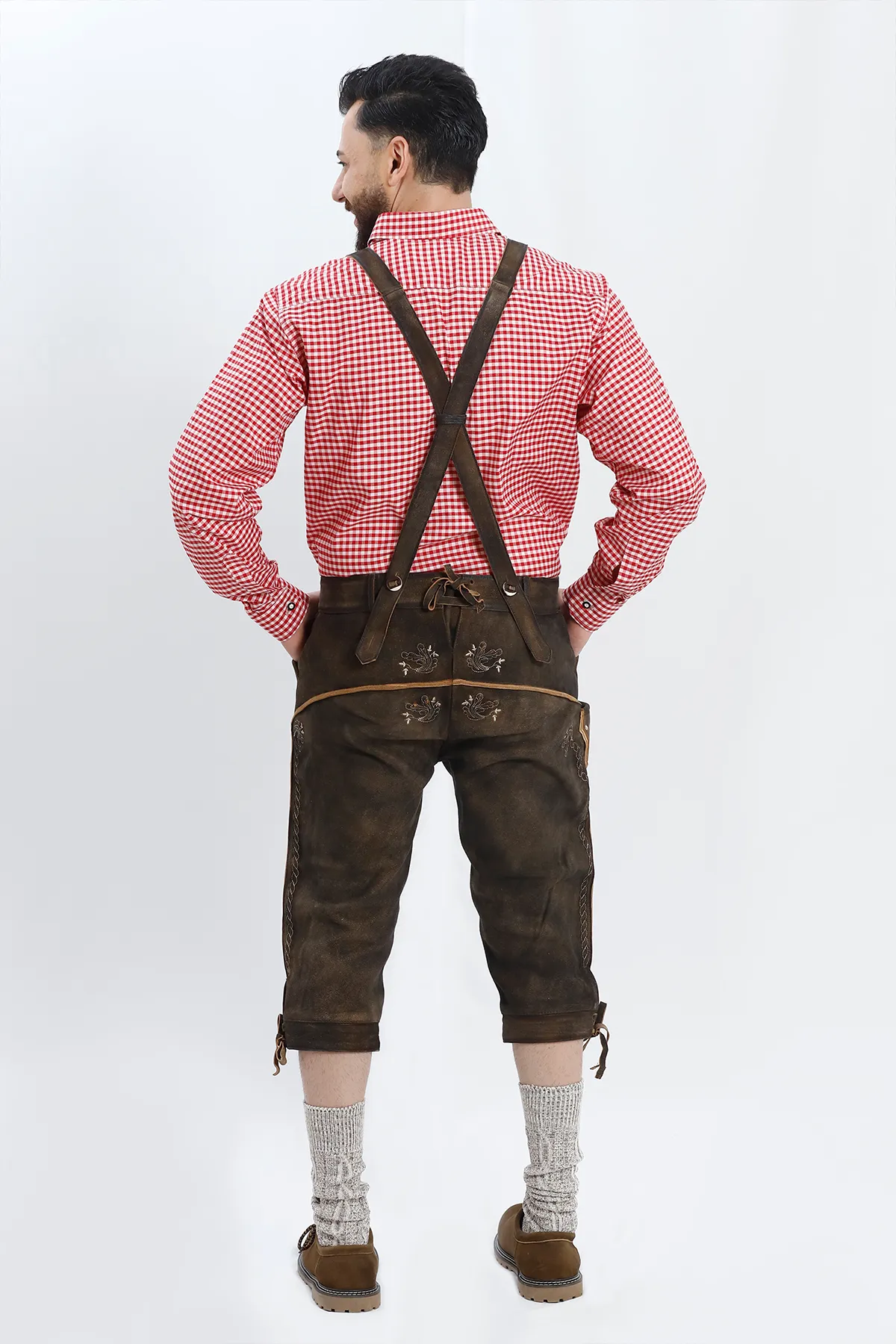 Authentic German Bundhosen For Men in Vintage Brown - Image 7