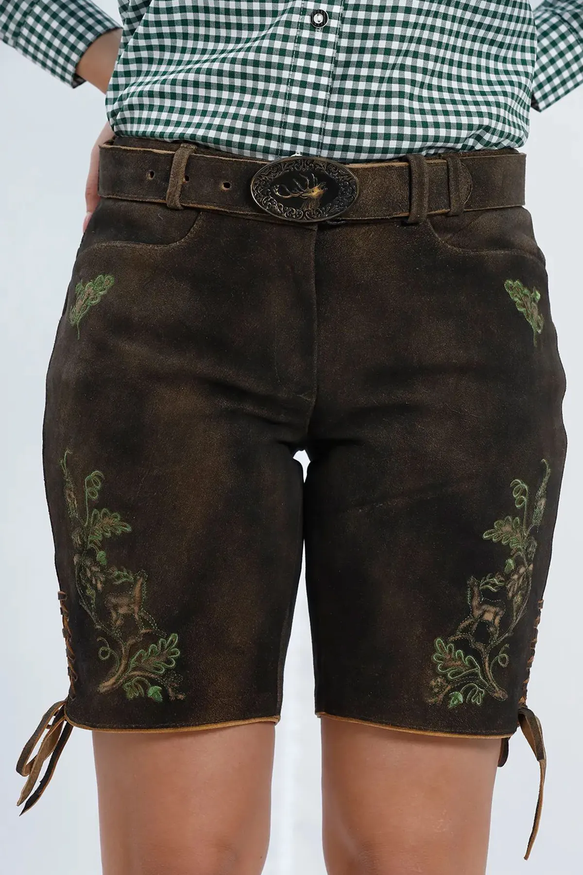 Bavarian Beauty - Female Lederhosen with Majestic Deer Design - Image 3