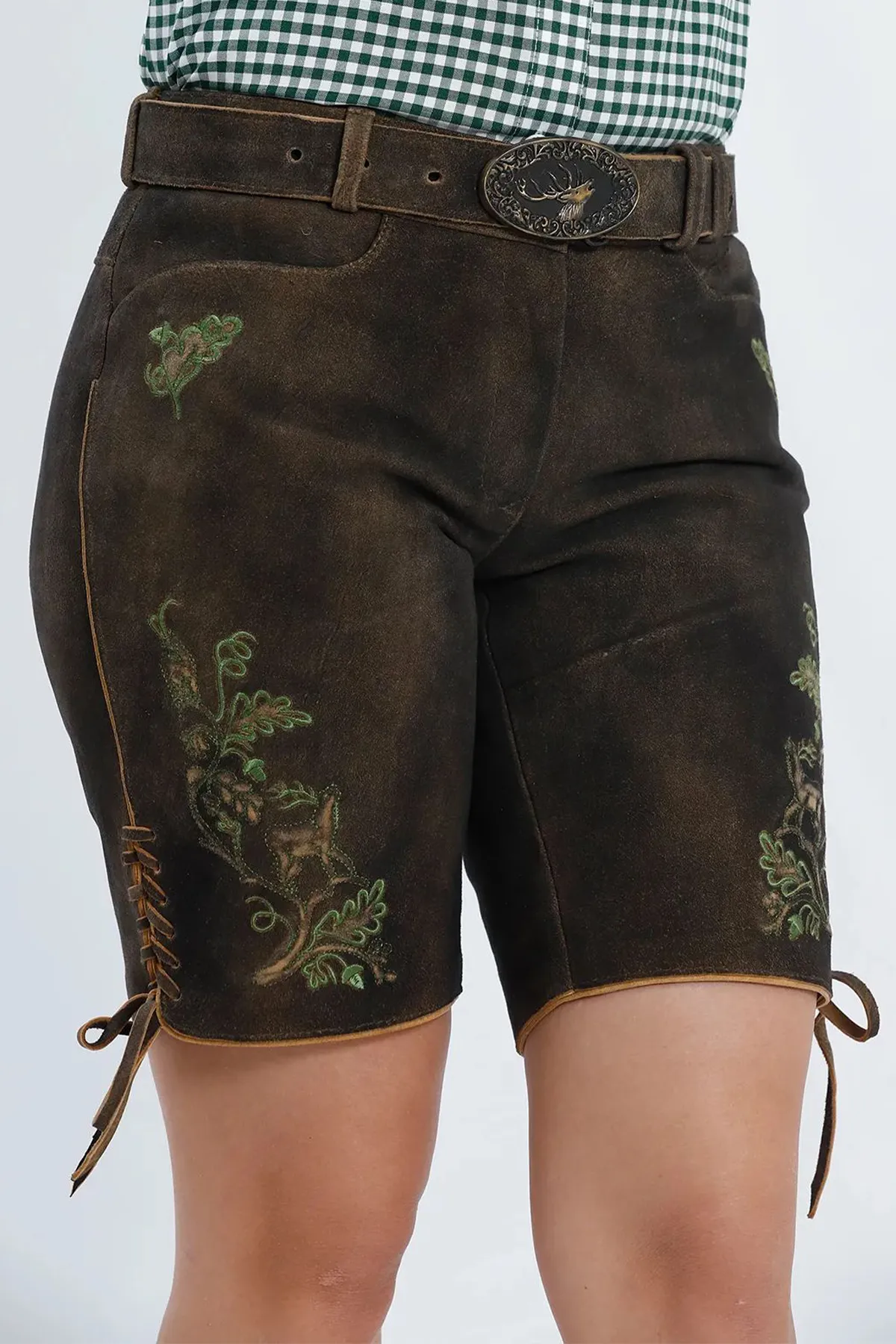 Bavarian Beauty - Female Lederhosen with Majestic Deer Design - Image 4