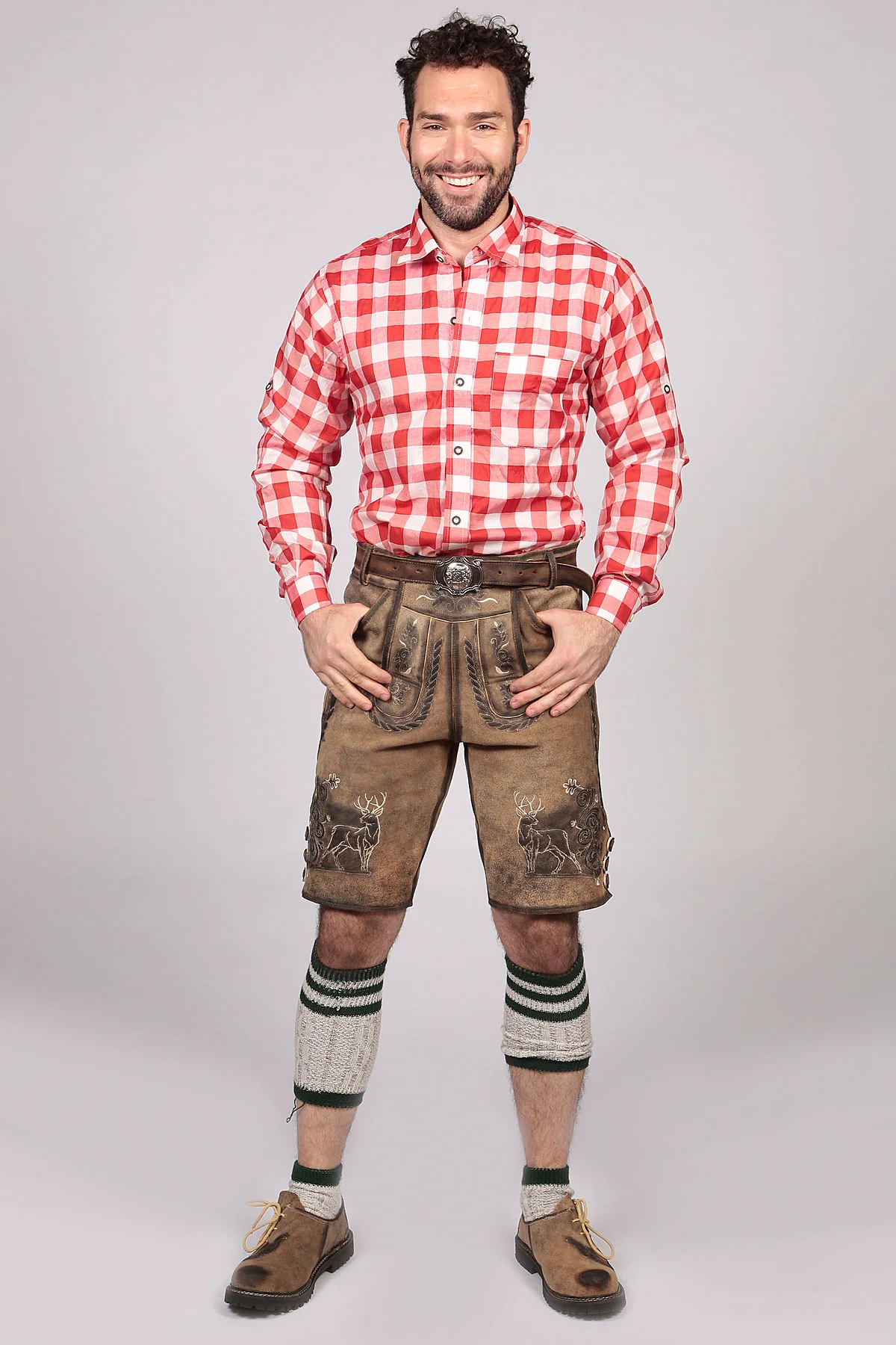 Bavarian Checkered Shirt Dark Red - Image 3
