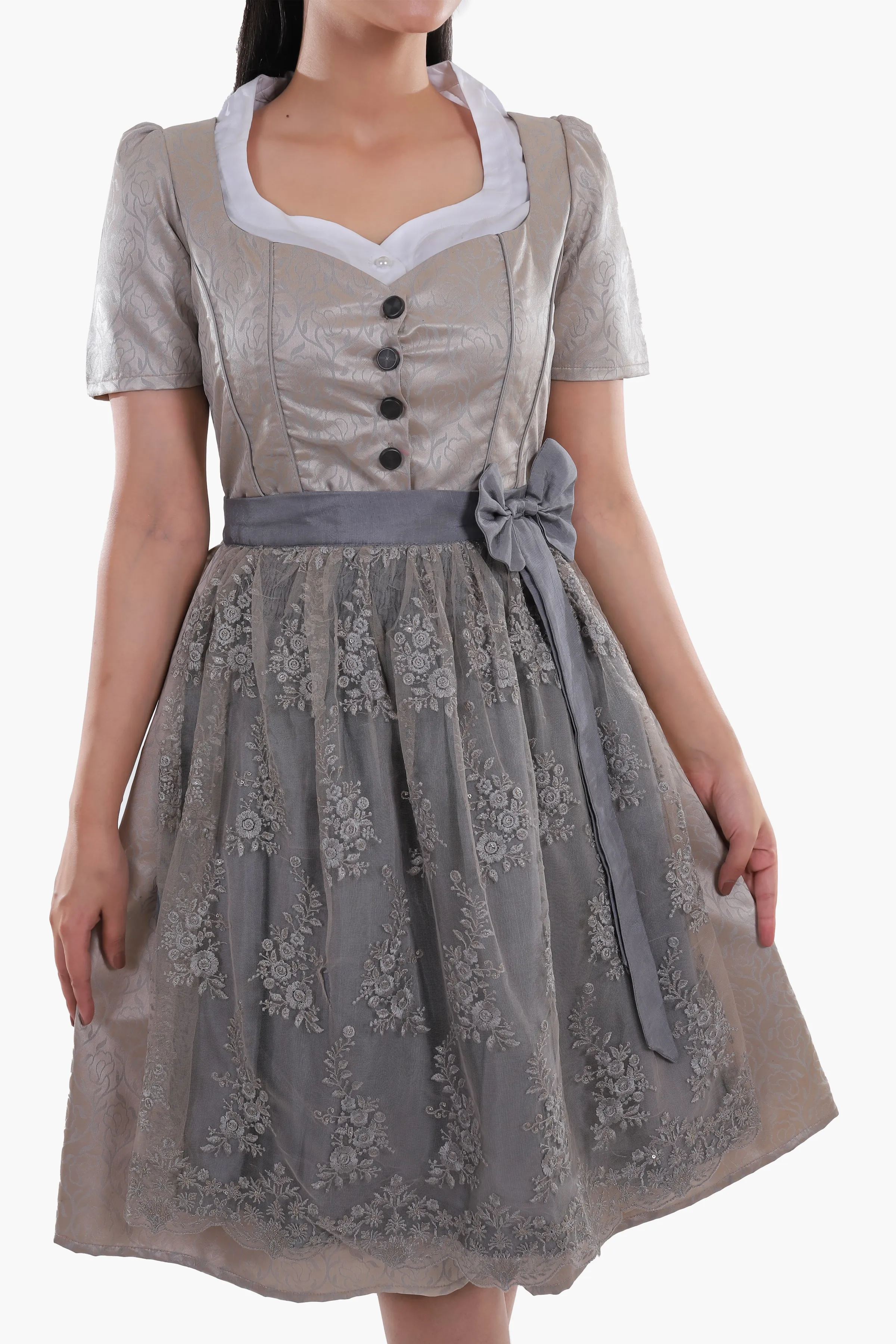 Bavarian Edition Luminous Silver Midi Dirndl Dress - Image 3