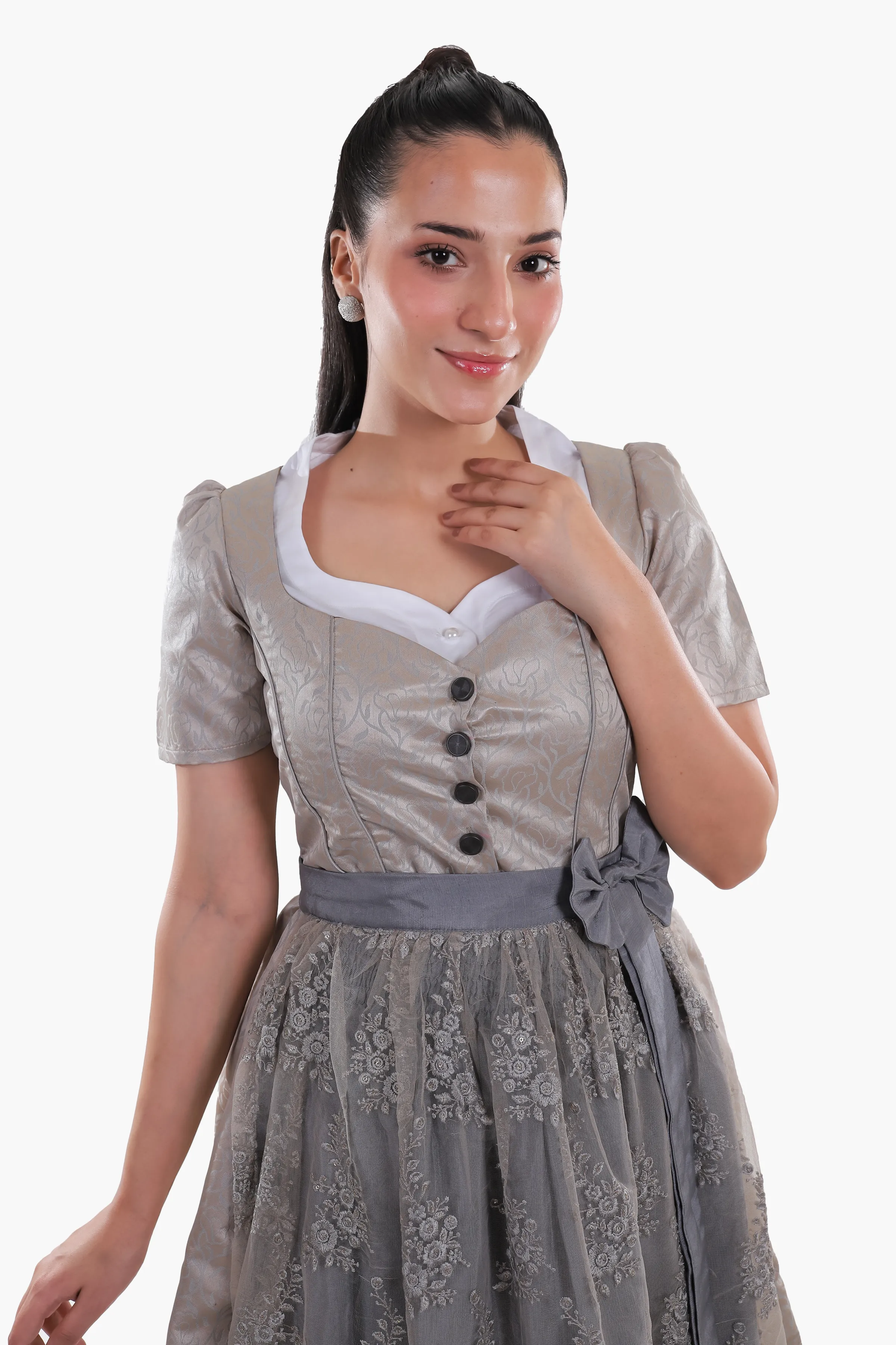 Bavarian Edition Luminous Silver Midi Dirndl Dress - Image 4