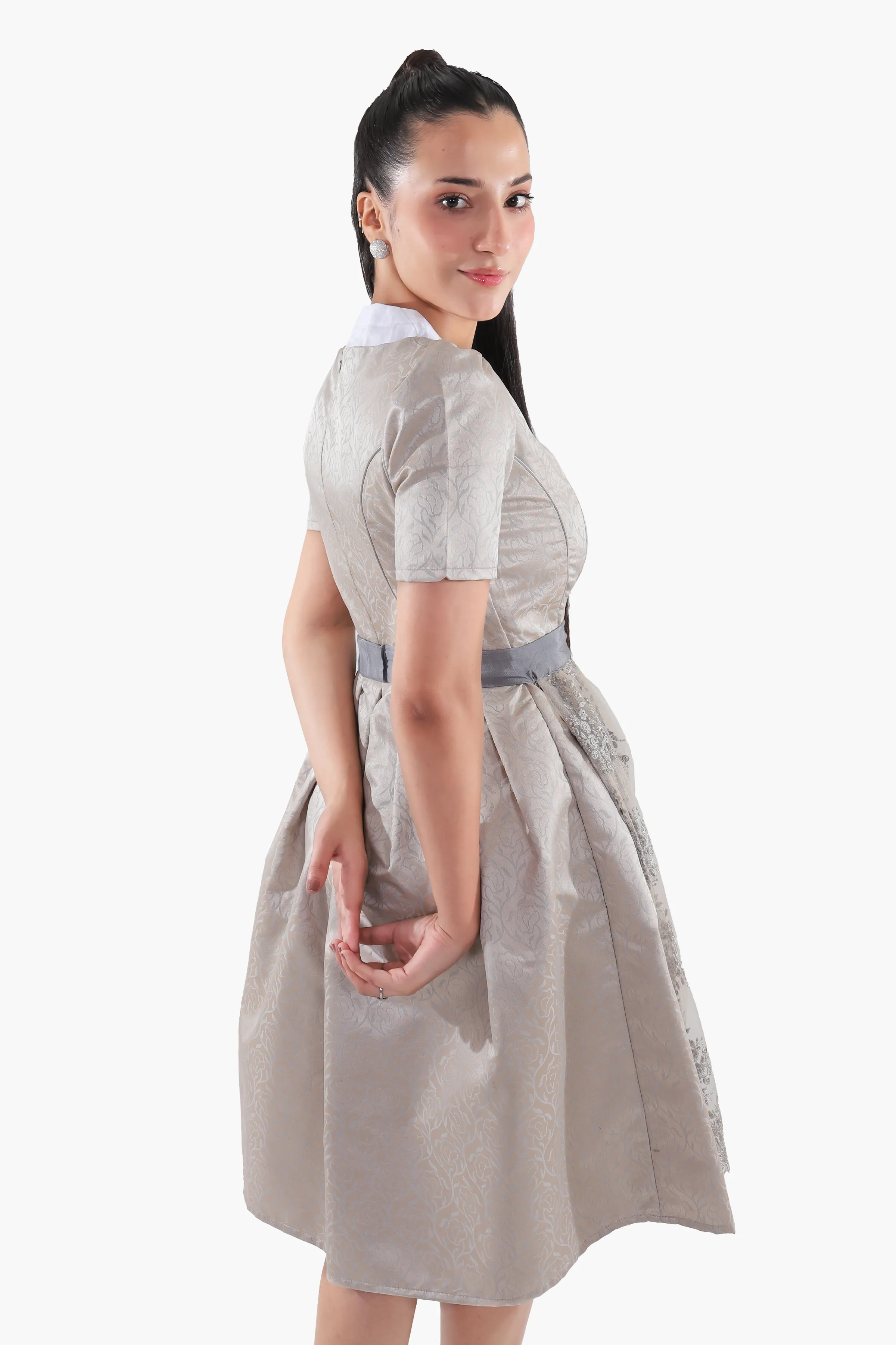 Bavarian Edition Luminous Silver Midi Dirndl Dress - Image 6