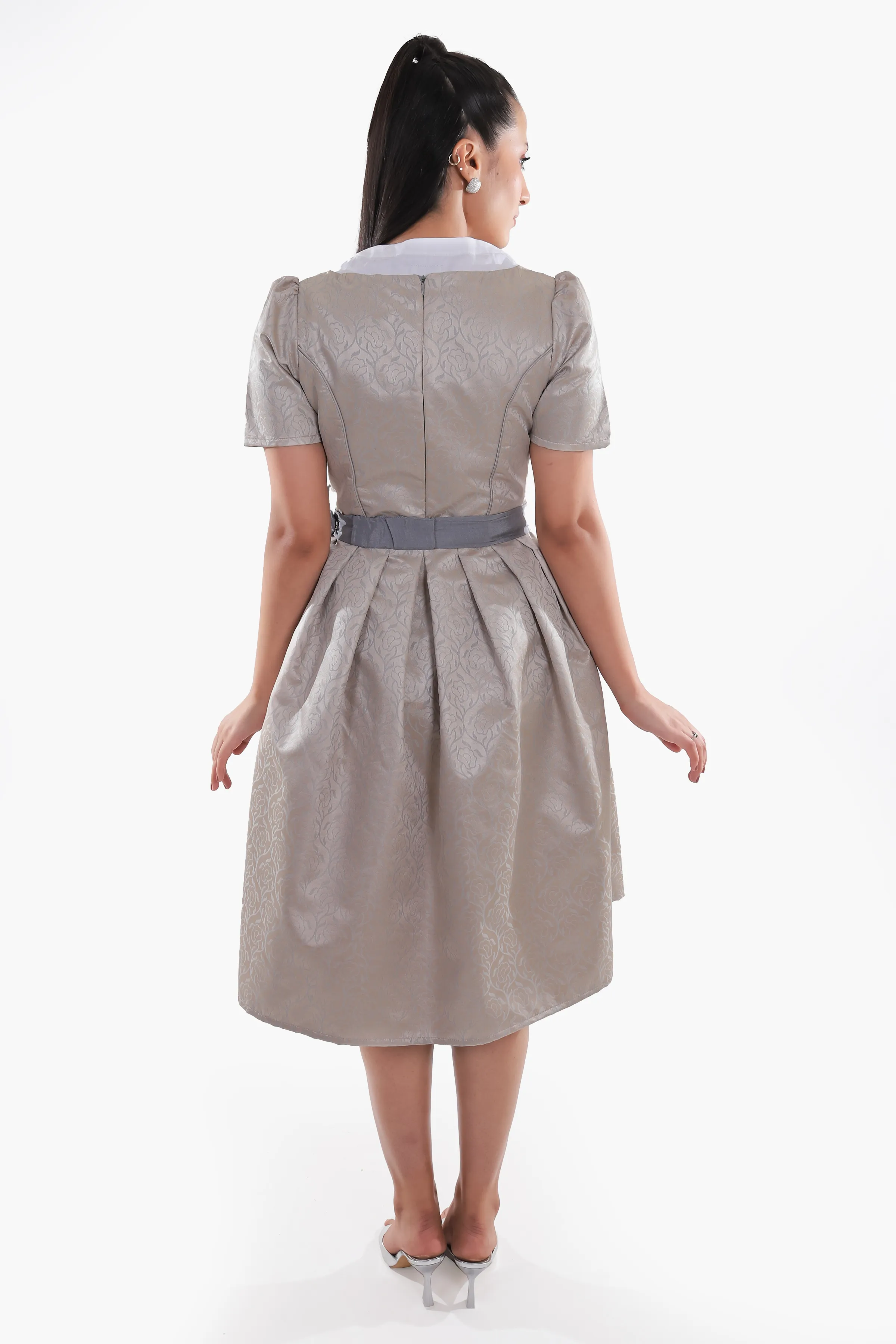 Bavarian Edition Luminous Silver Midi Dirndl Dress - Image 7