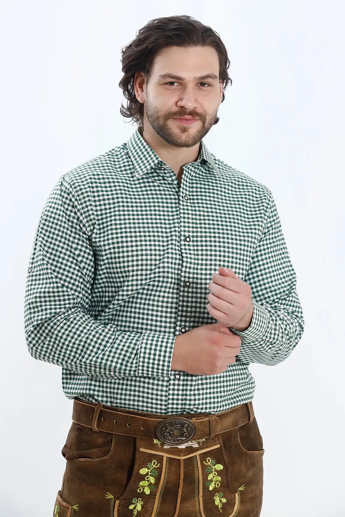 Bavarian Slim Shirt Pine Green - Image 3