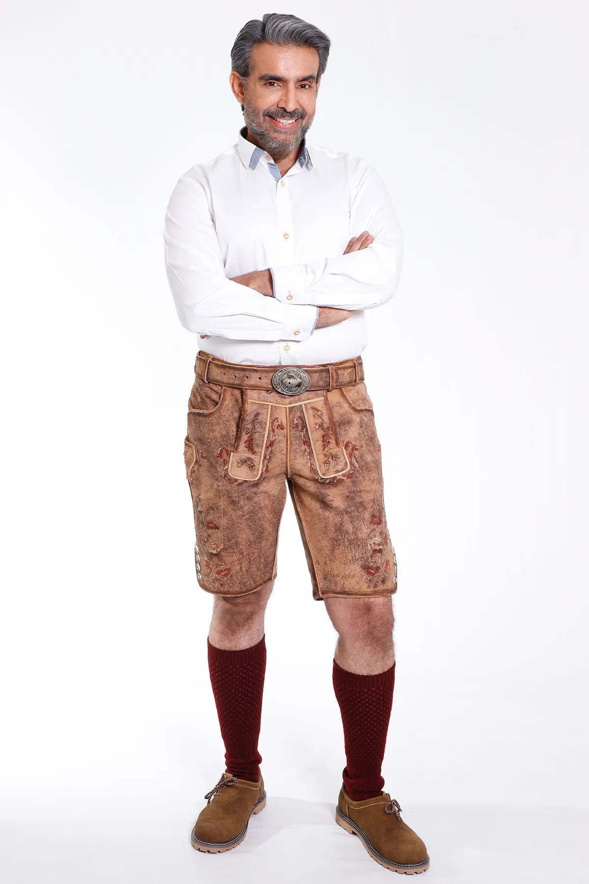 Traditional Lederhosen Men in Vintage Brown
