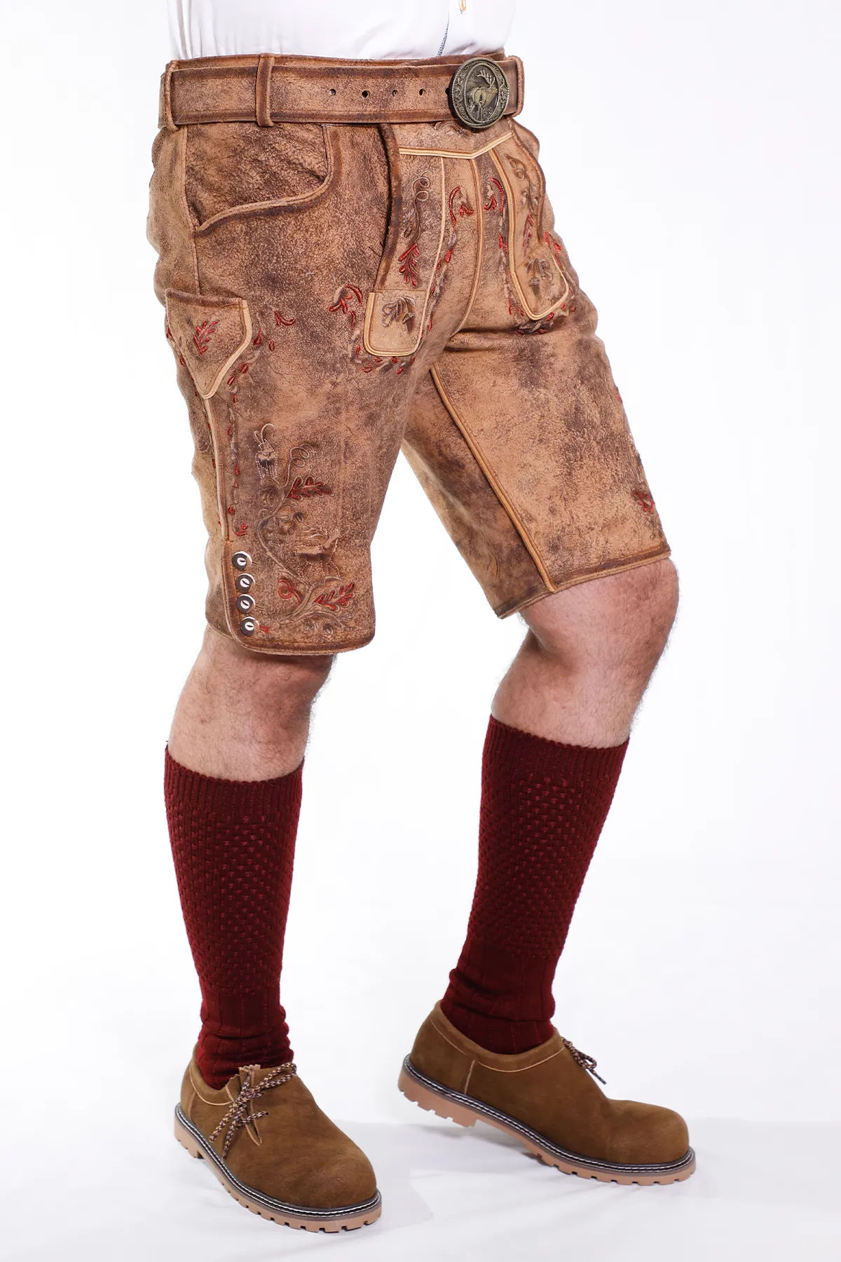 Traditional Lederhosen Men in Vintage Brown - Image 3