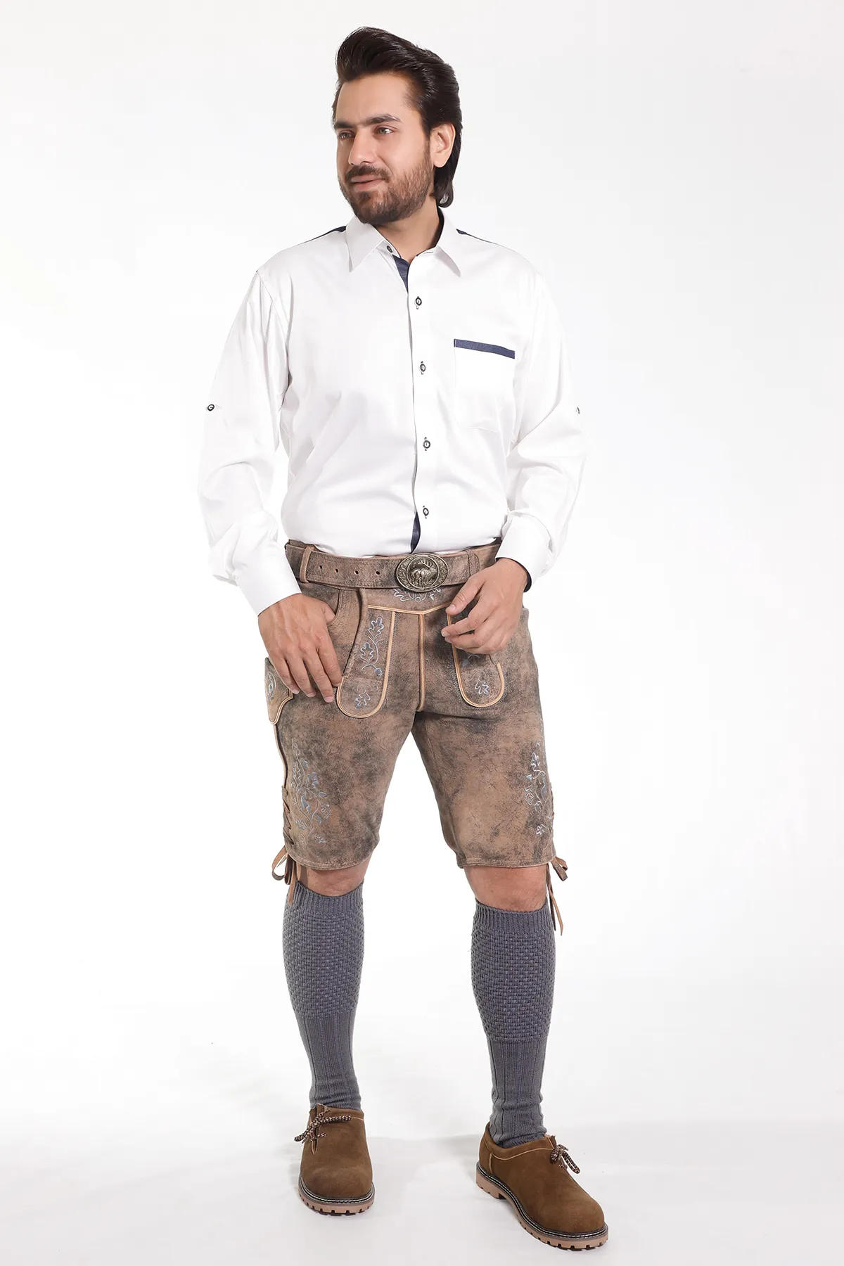 Classic Alpine Shirt with Royal Blue Cuffs - Image 3