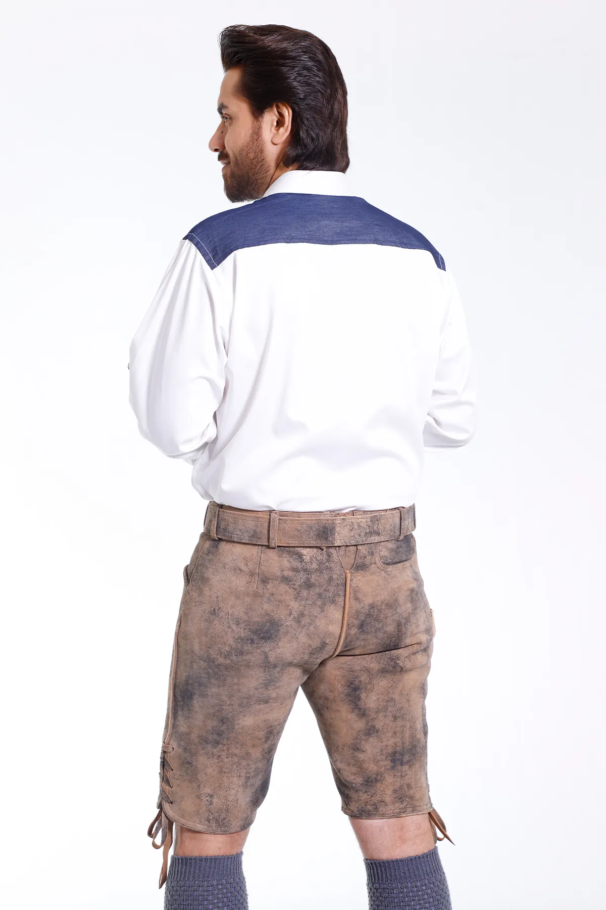 Classic Alpine Shirt with Royal Blue Cuffs - Image 4