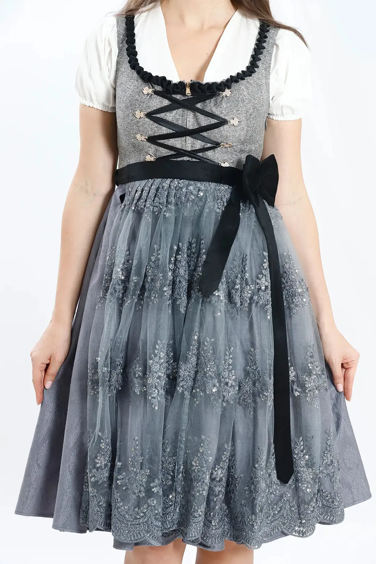 Classic Gray Dirndl - Authentic Otkoberfest Dress - Image 3