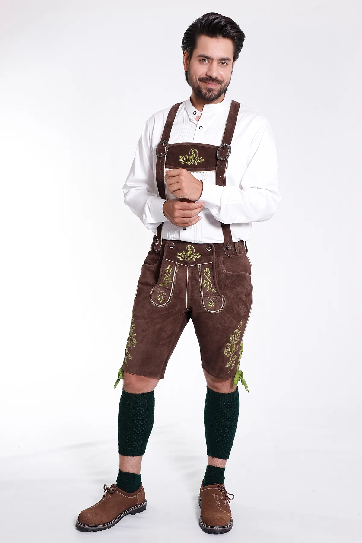 Classic Walnut Brown Lederhosen Attire Set - Image 2