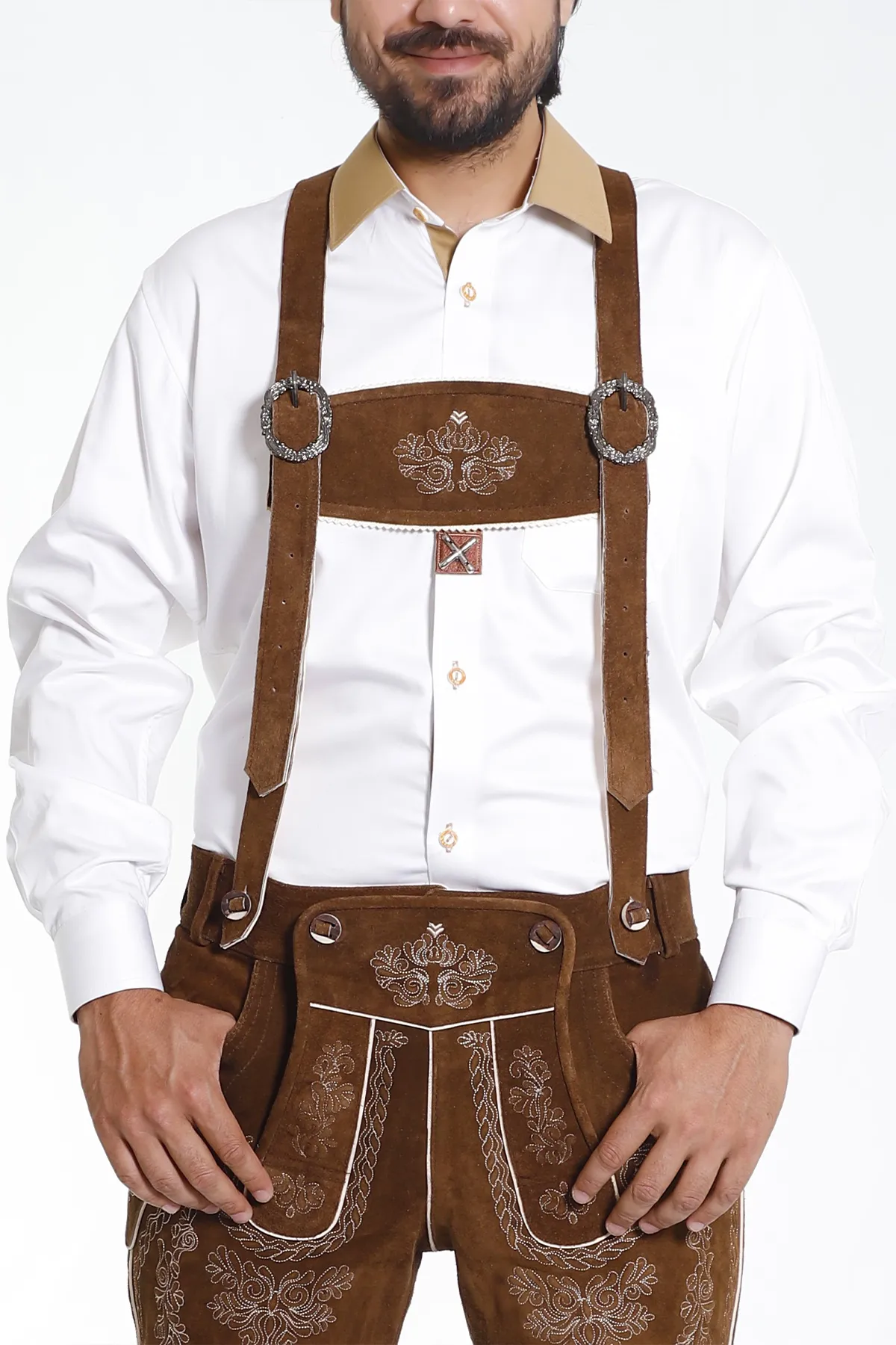 Classy Finished Bavarian Lederhosen Tan Brown - Image 5