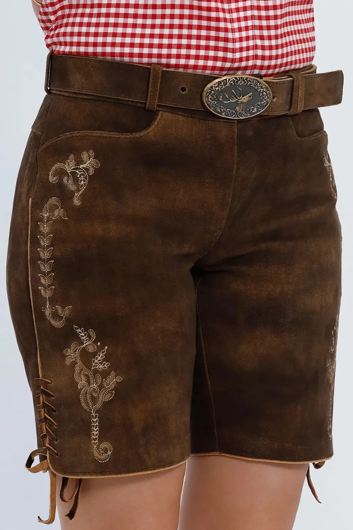 Delicate Edelweiss Embroidered Women Lederhosen - Image 3