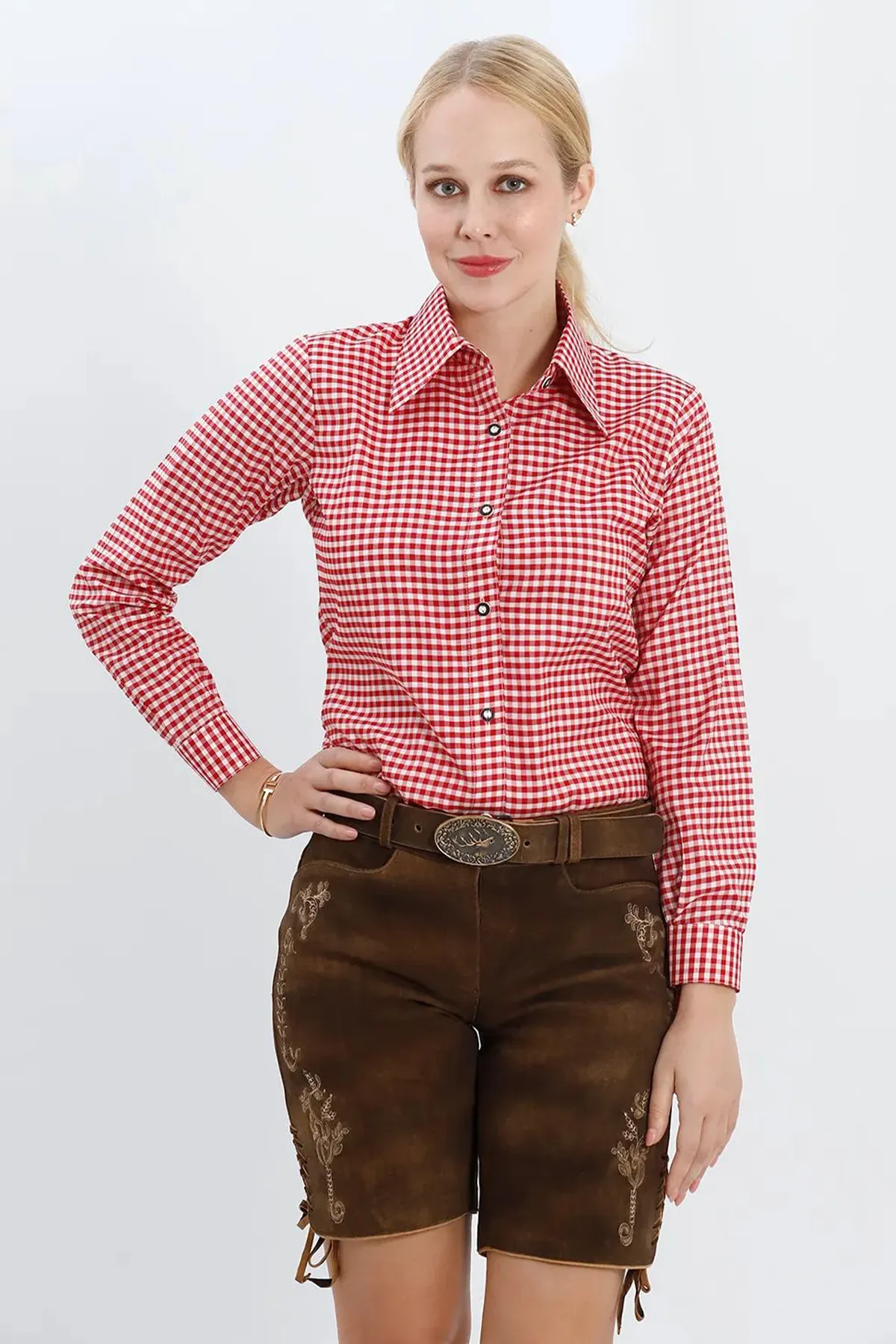 Delicate Edelweiss Embroidered Women Lederhosen - Image 4