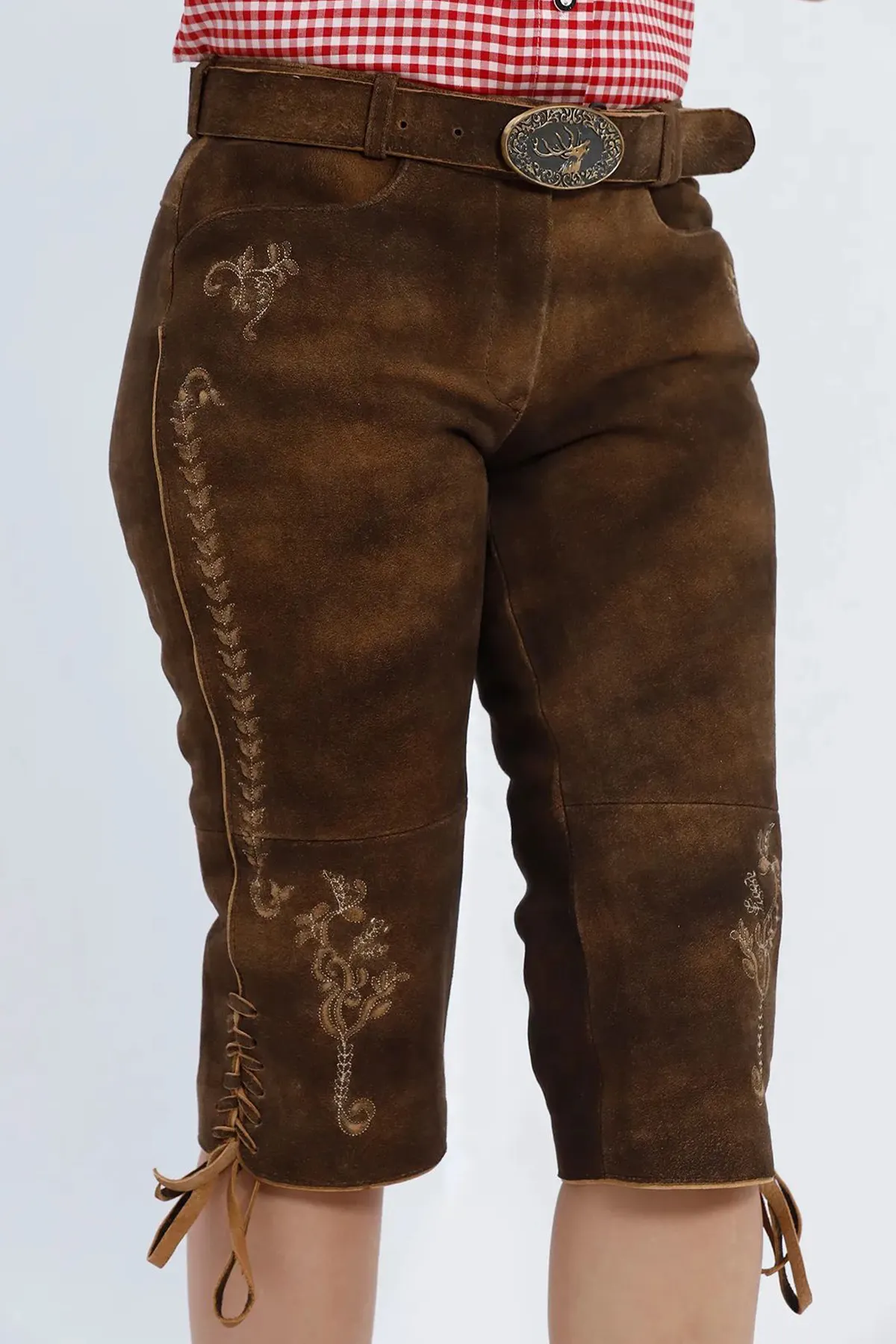 Delicate Embroidered Women Long Lederhosen - Image 3