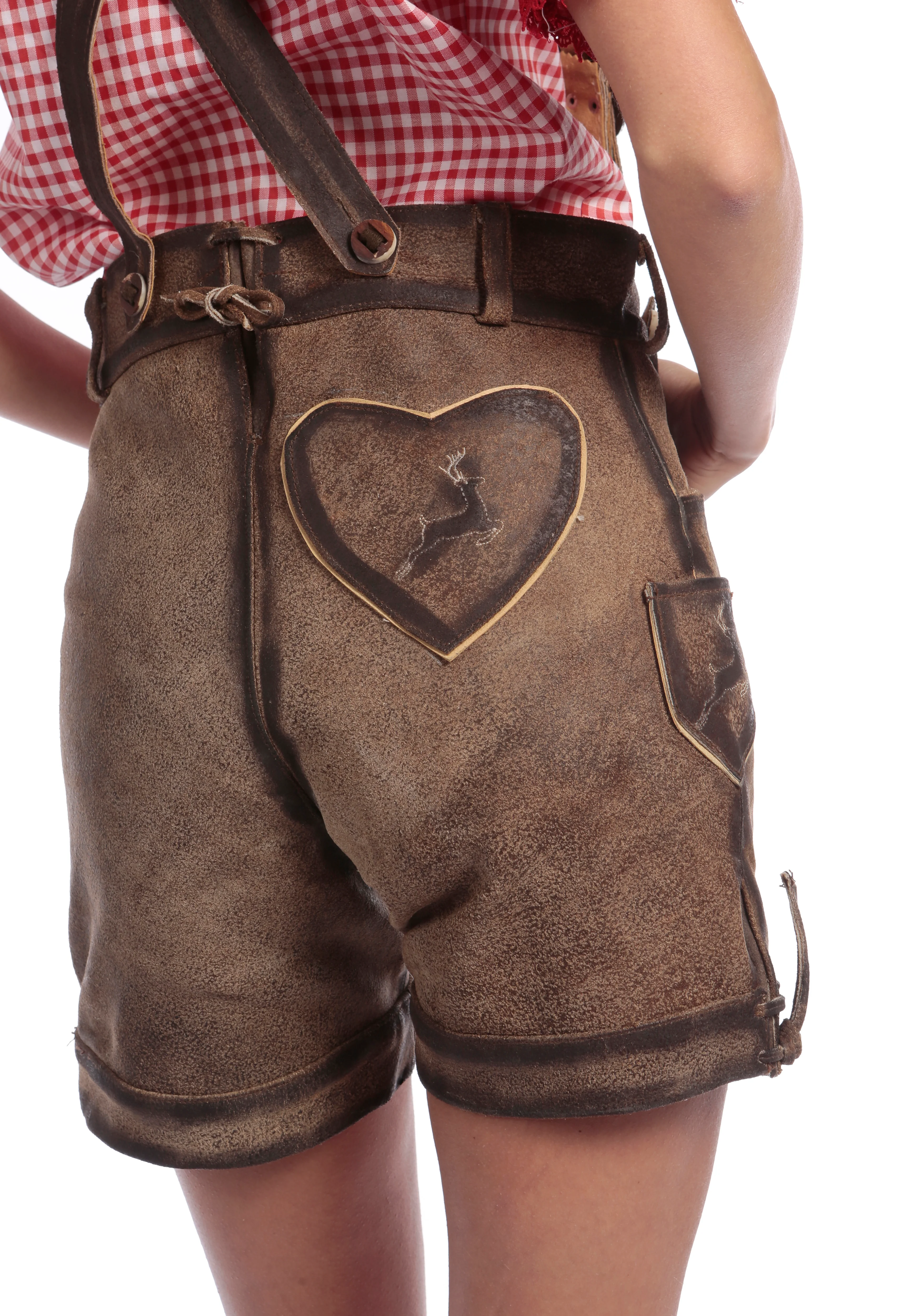 Embroidered Lederhosen for Women Coffee Brown - Image 6