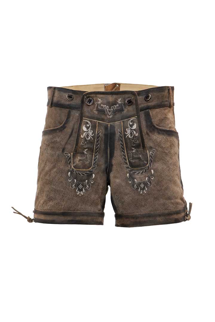 Embroidered Lederhosen for Women Coffee Brown - Image 9
