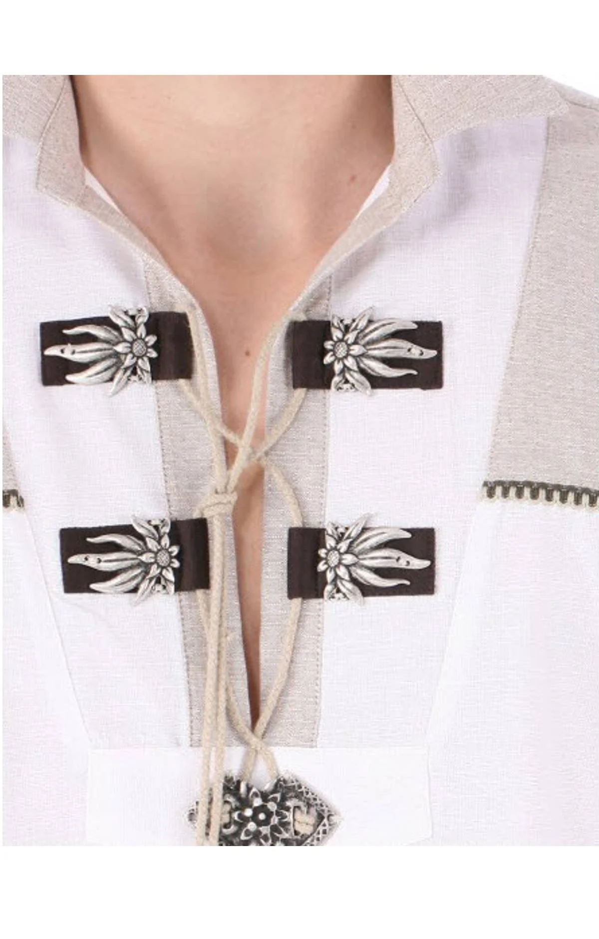 Embroidered Trachten Shirt Moon White - Image 3