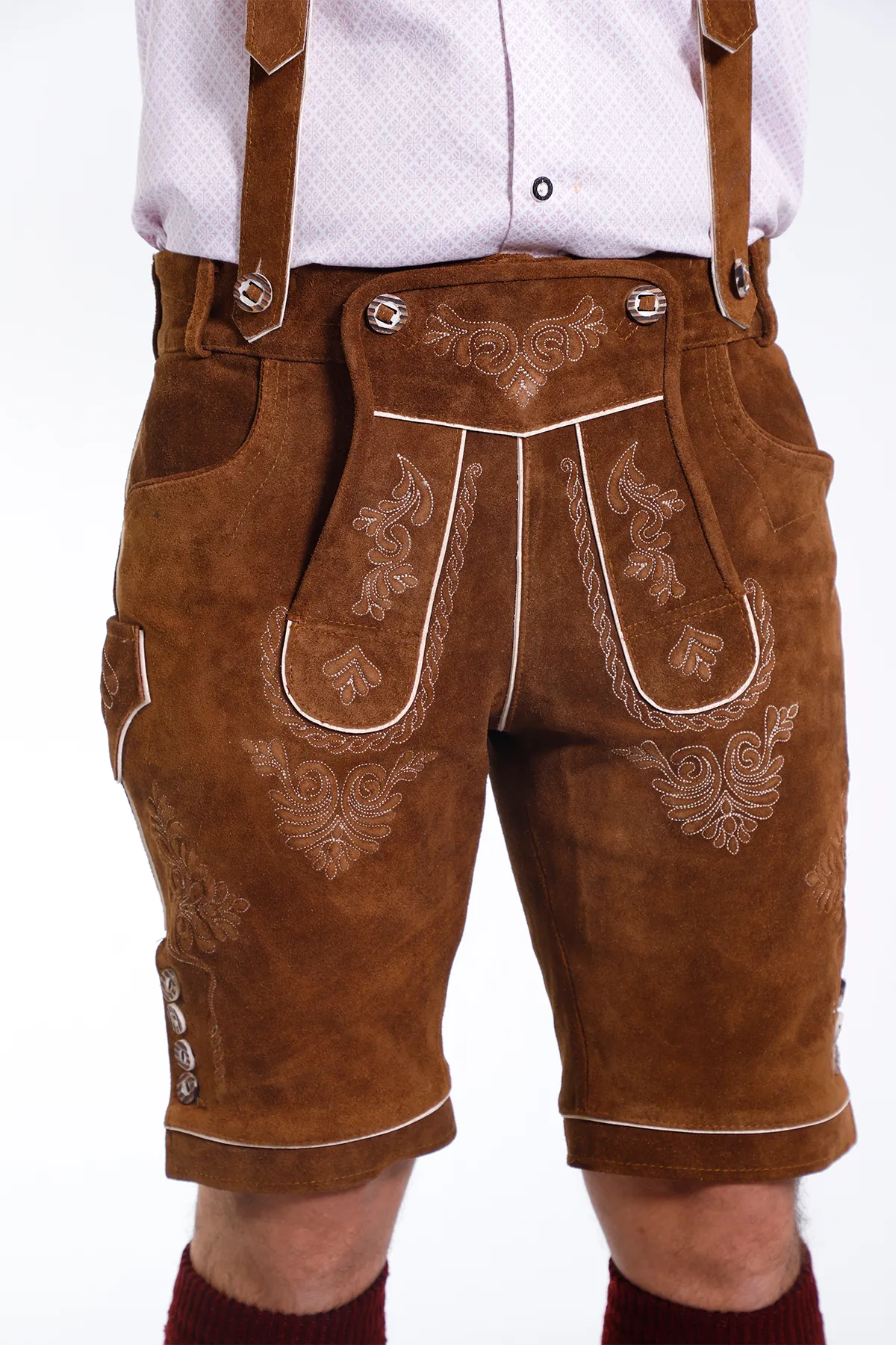 Genuine Bavarian Lederhosen for Men Hazelnut Brown - Image 2