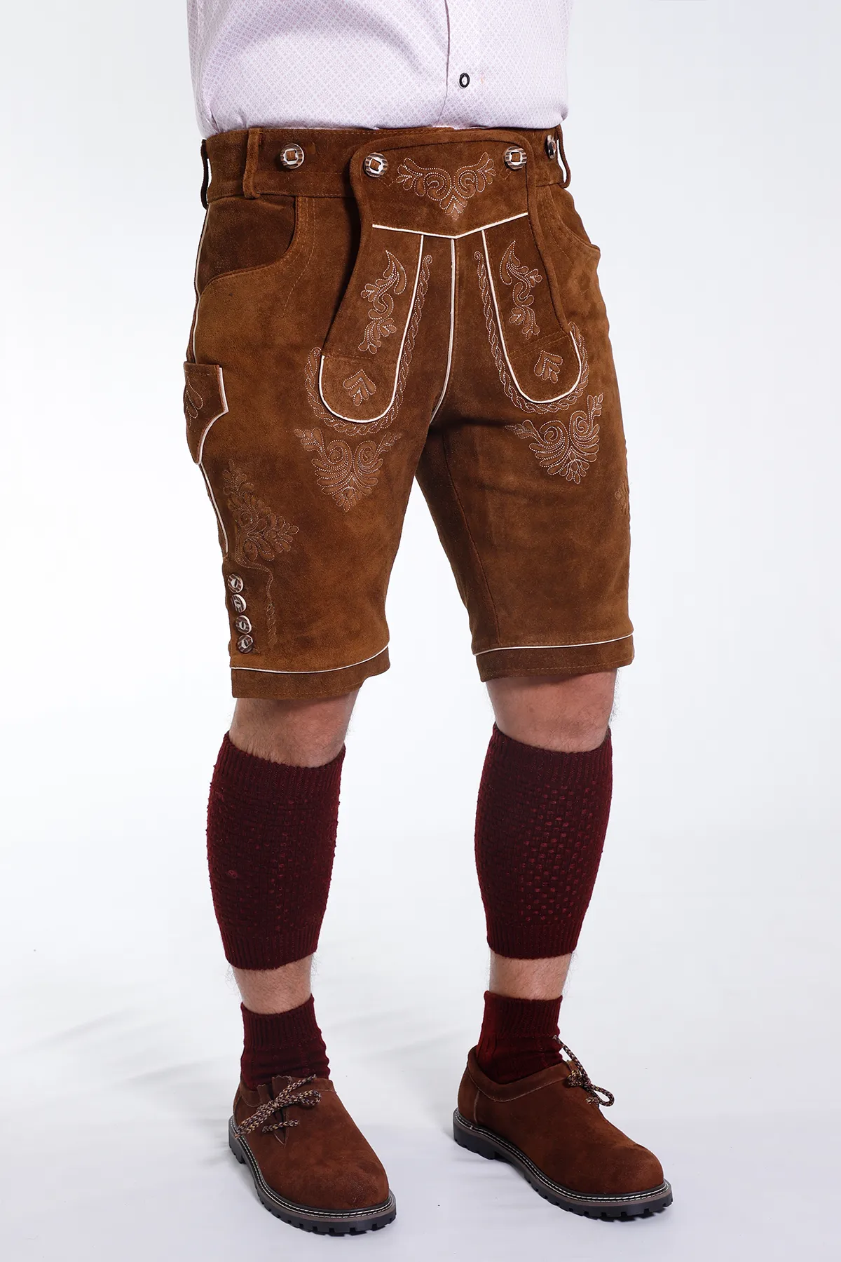 Genuine Bavarian Lederhosen for Men Hazelnut Brown - Image 3