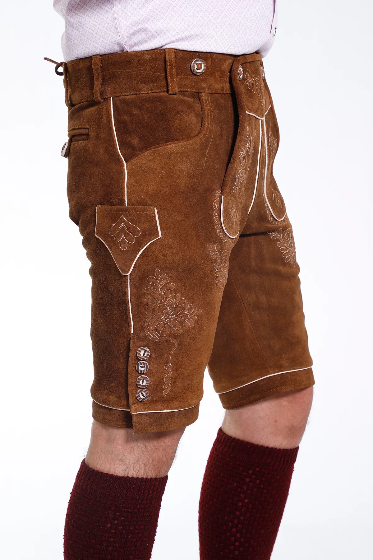 Genuine Bavarian Lederhosen for Men Hazelnut Brown - Image 4