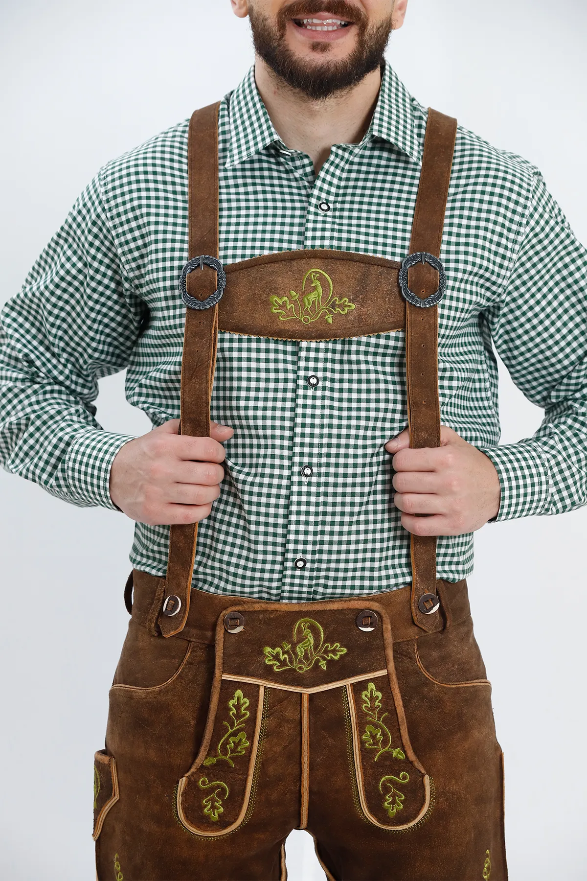 Genuine Leather Luxe Suspenders in Brown