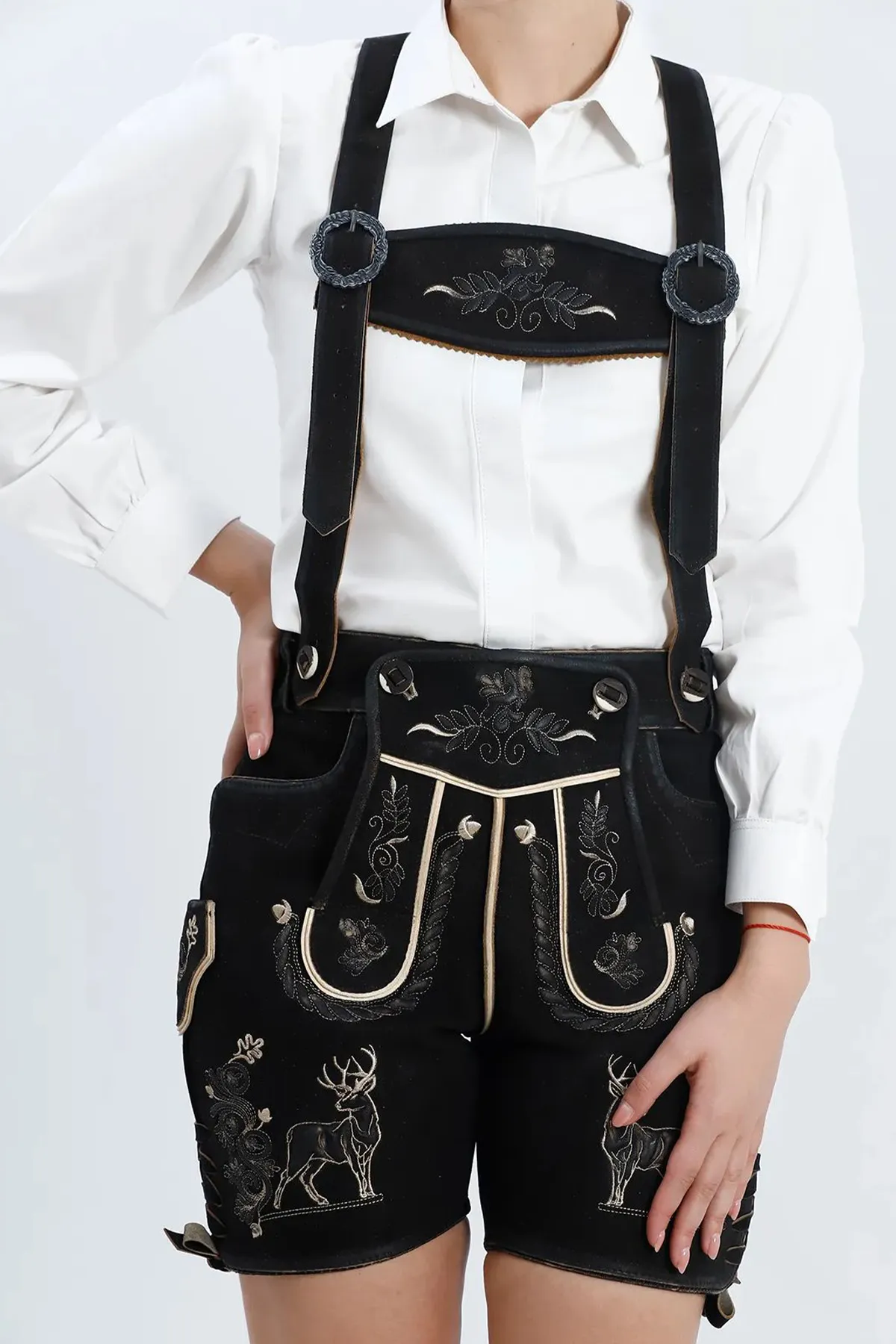 German Women's Lederhosen with Black Alpine Flair - Image 6