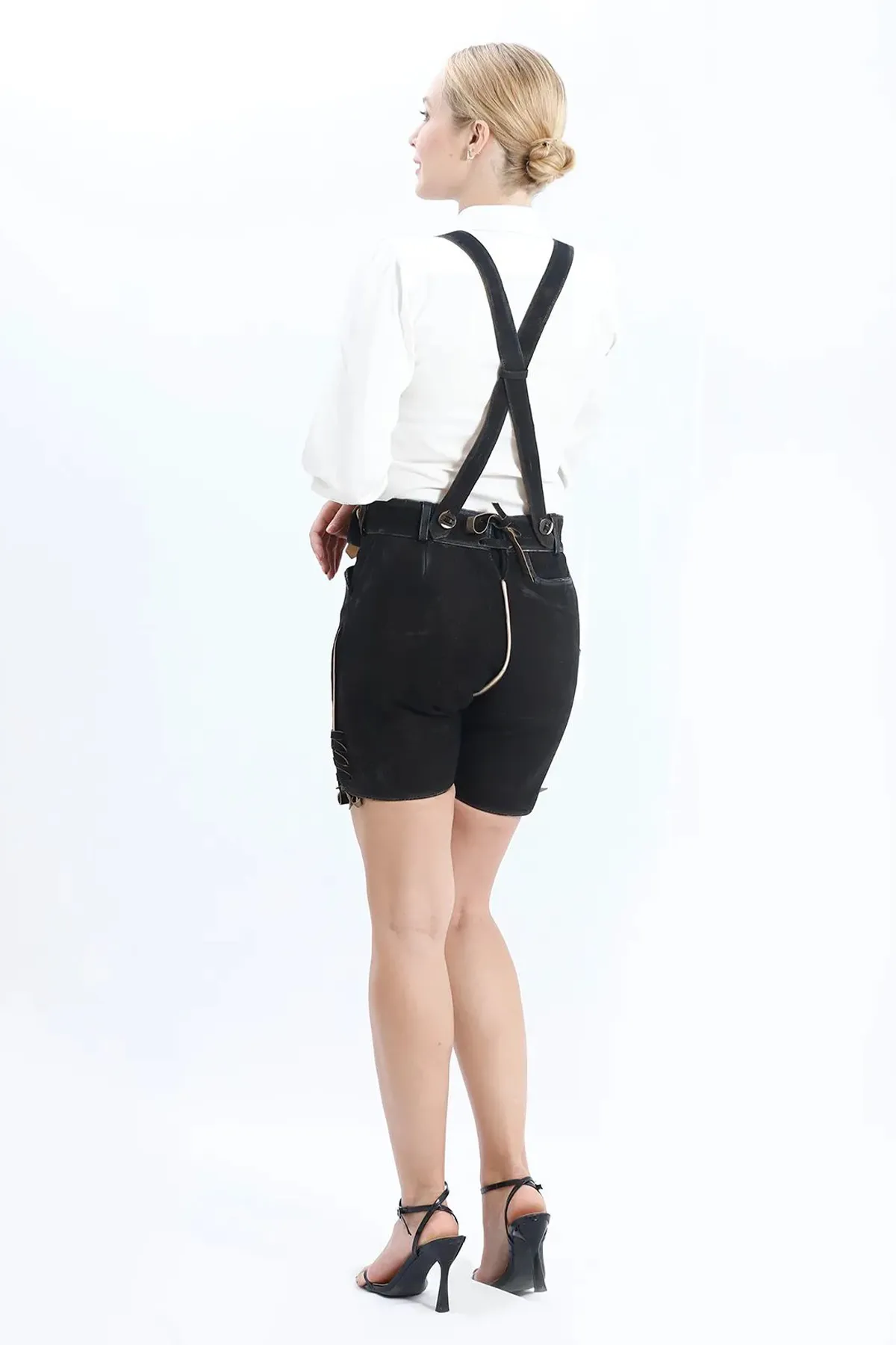 German Women's Lederhosen with Black Alpine Flair - Image 7