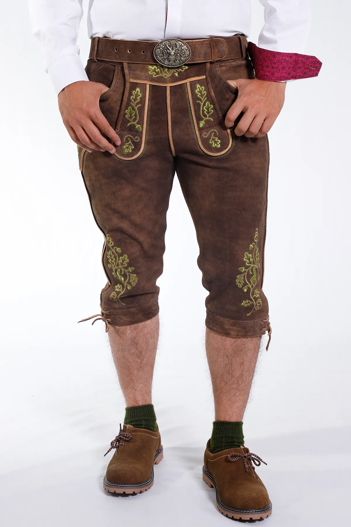Knee Length Brown Lederhosen for Men - Image 3