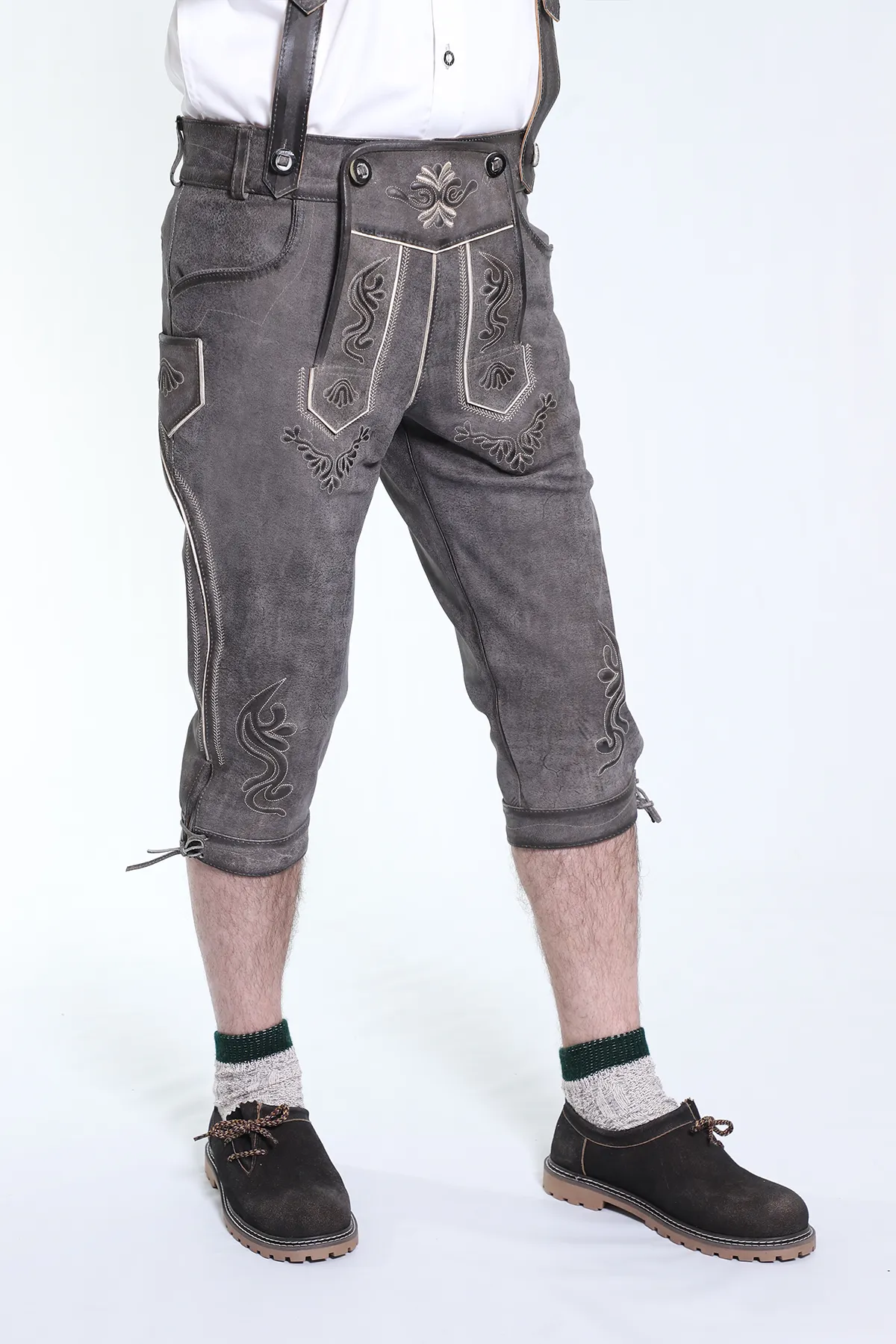 Knee Long Trachten Bundhosen Dark Gray - Image 3