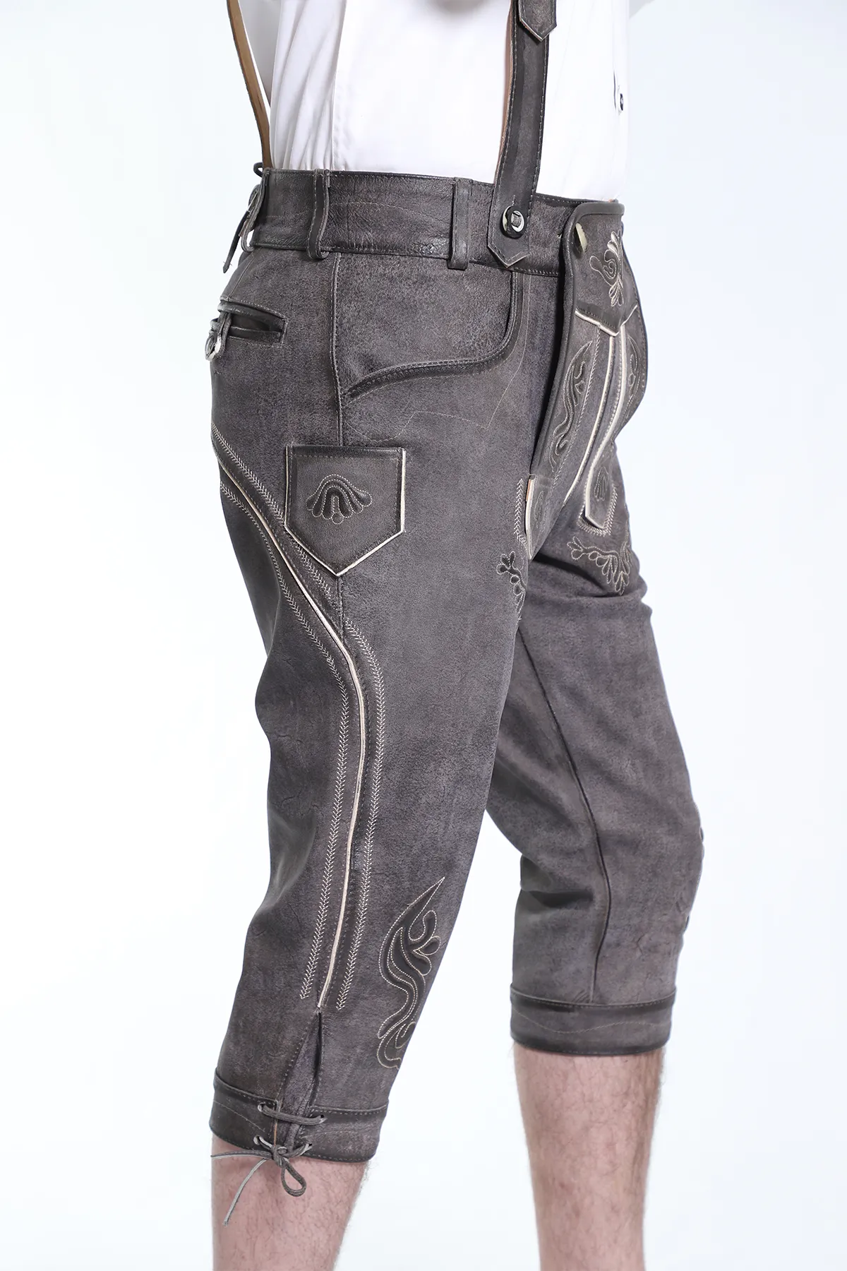 Knee Long Trachten Bundhosen Dark Gray - Image 4