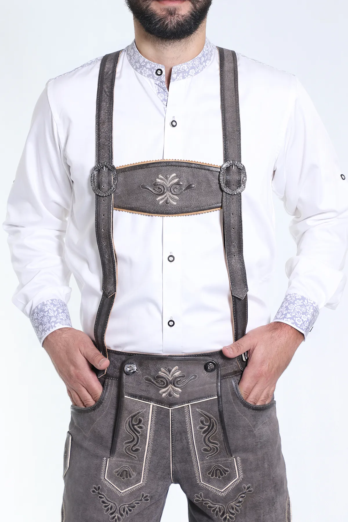 Knee Long Trachten Bundhosen Dark Gray - Image 5