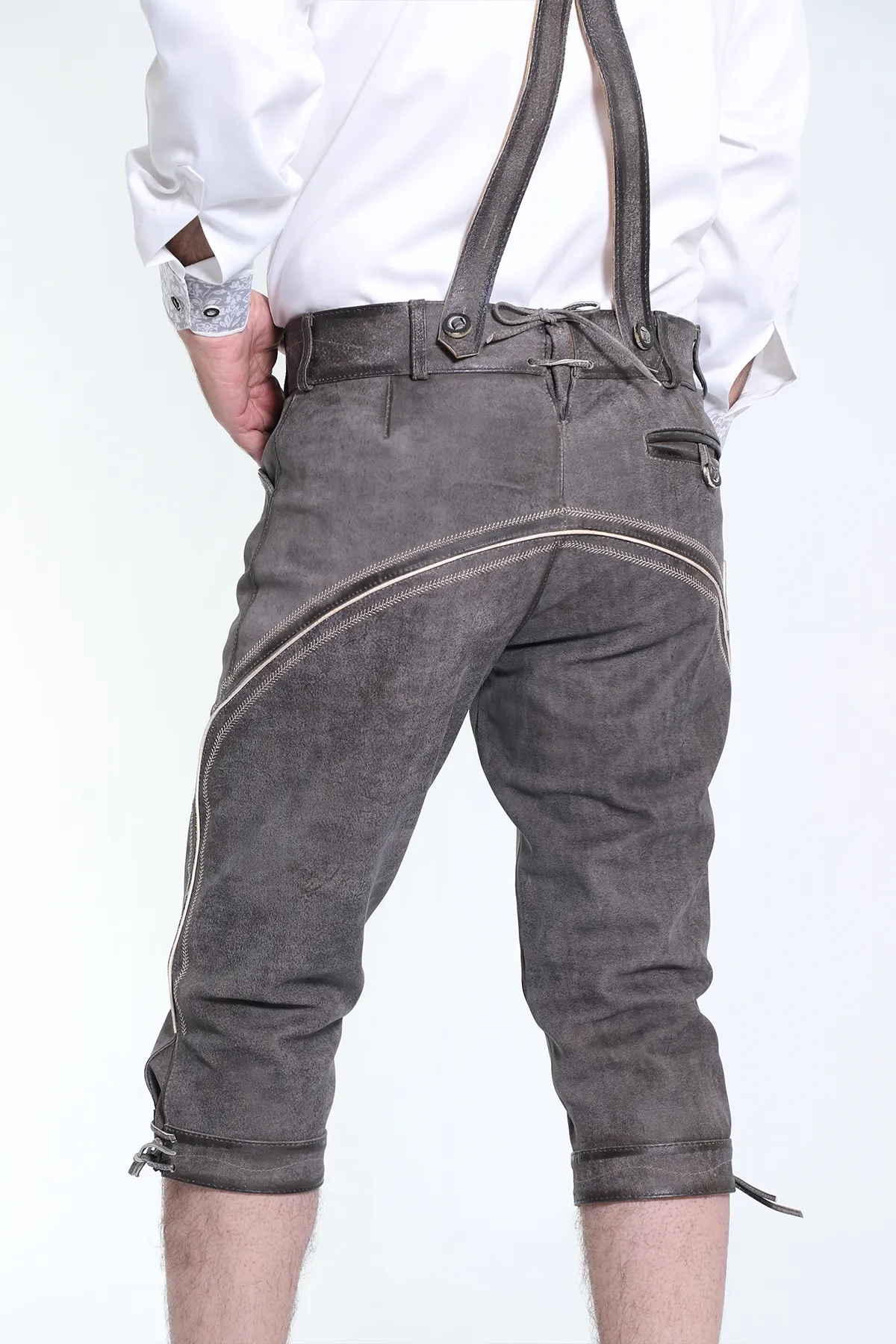 Knee Long Trachten Bundhosen Dark Gray - Image 6