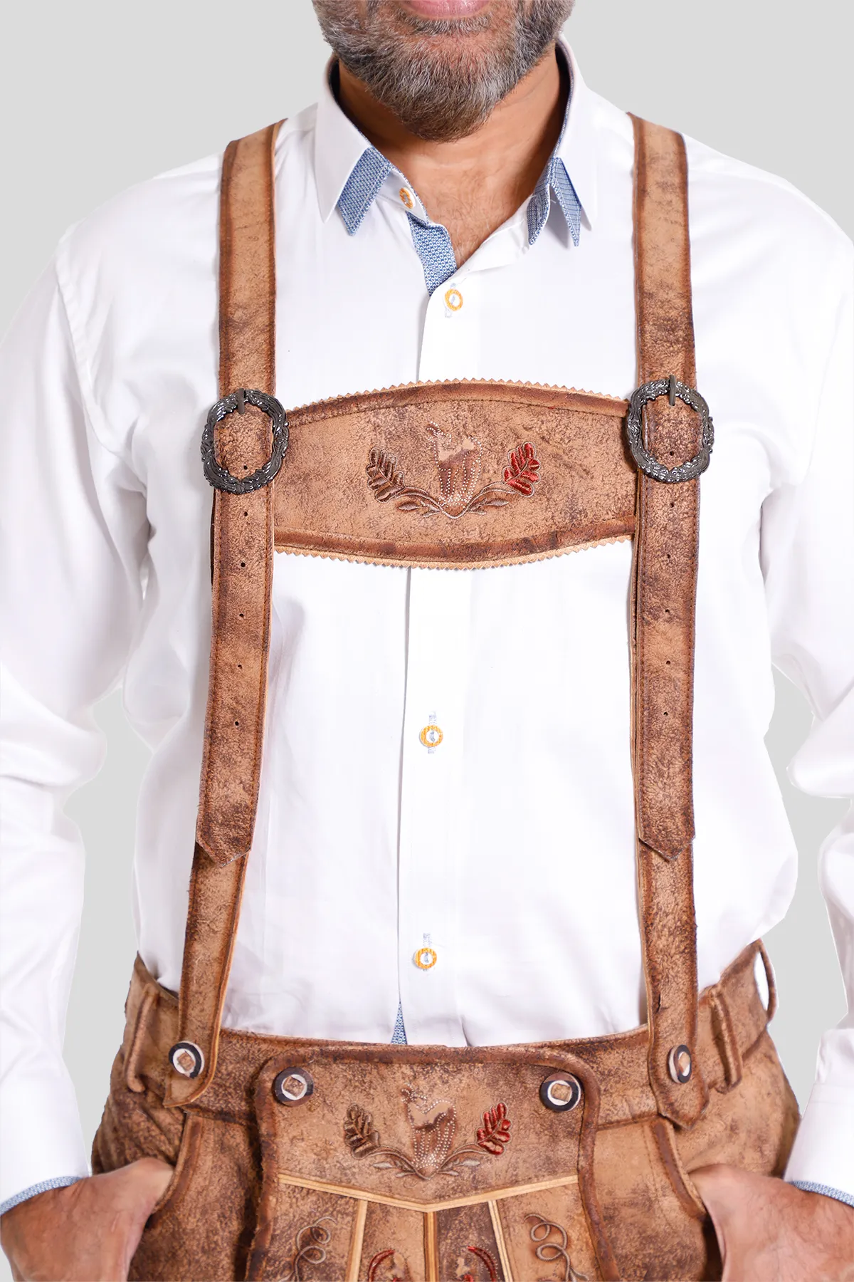 Lederhosen Men Suspenders Vintage Brown