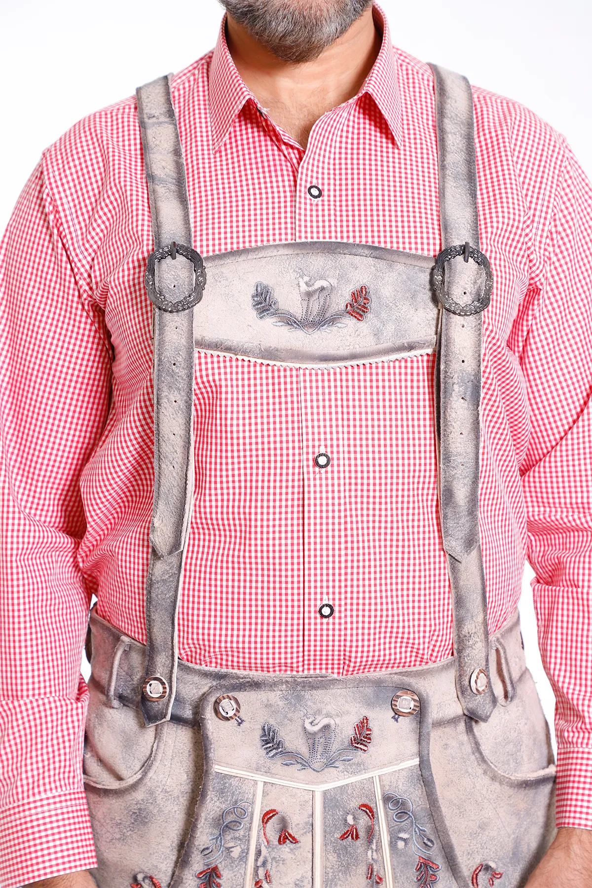 Lederhosen Men Suspenders Vintage Grey