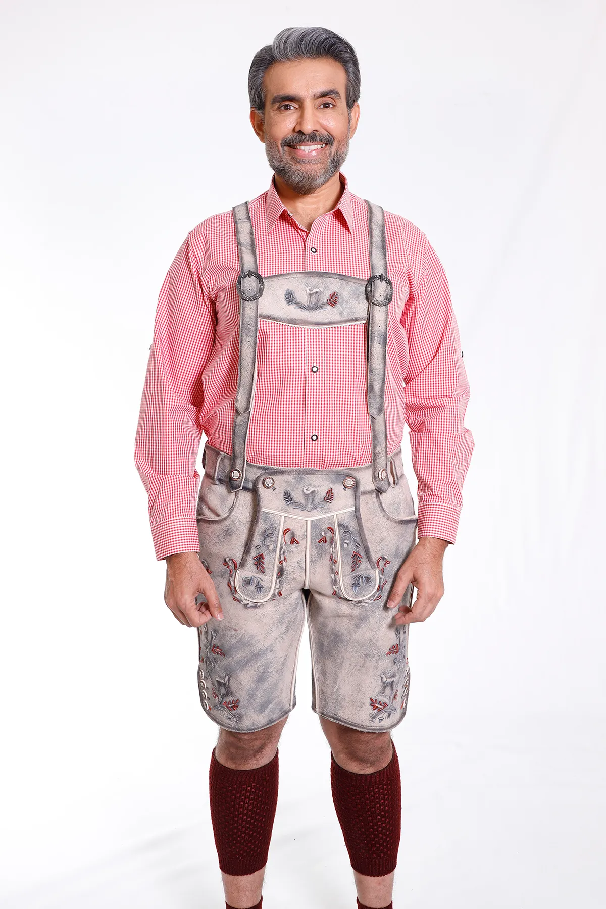 Lederhosen Men Suspenders Vintage Grey - Image 2