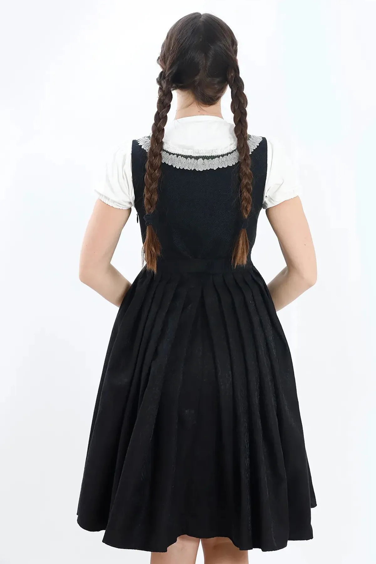 Luxury Black Silver Midi Dirndl Dress - Image 6