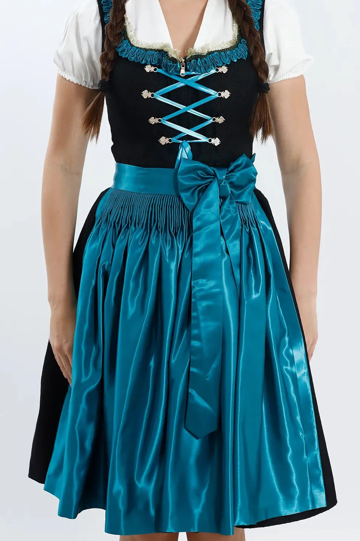 Luxury Elegant Black Midi Dirndl Dress - Image 3
