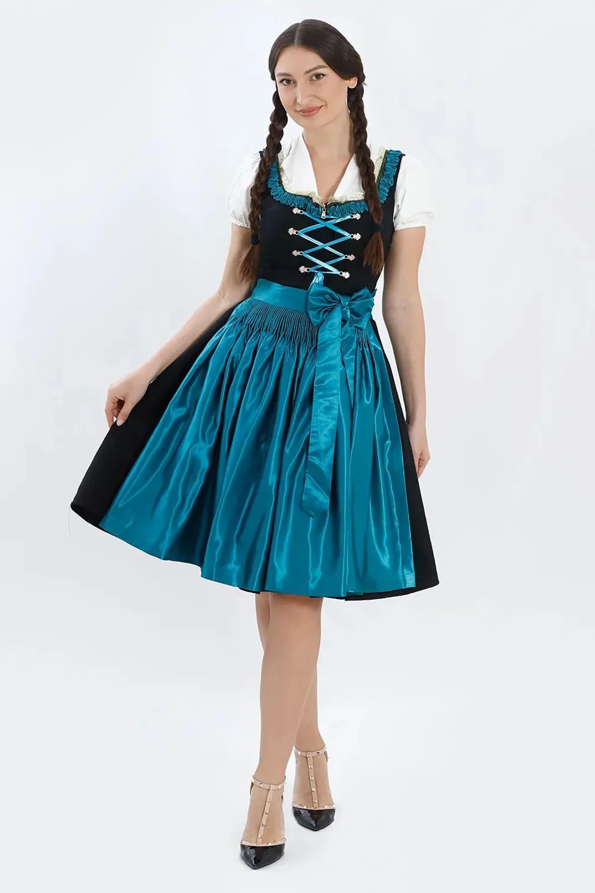 Luxury Elegant Black Midi Dirndl Dress - Image 5