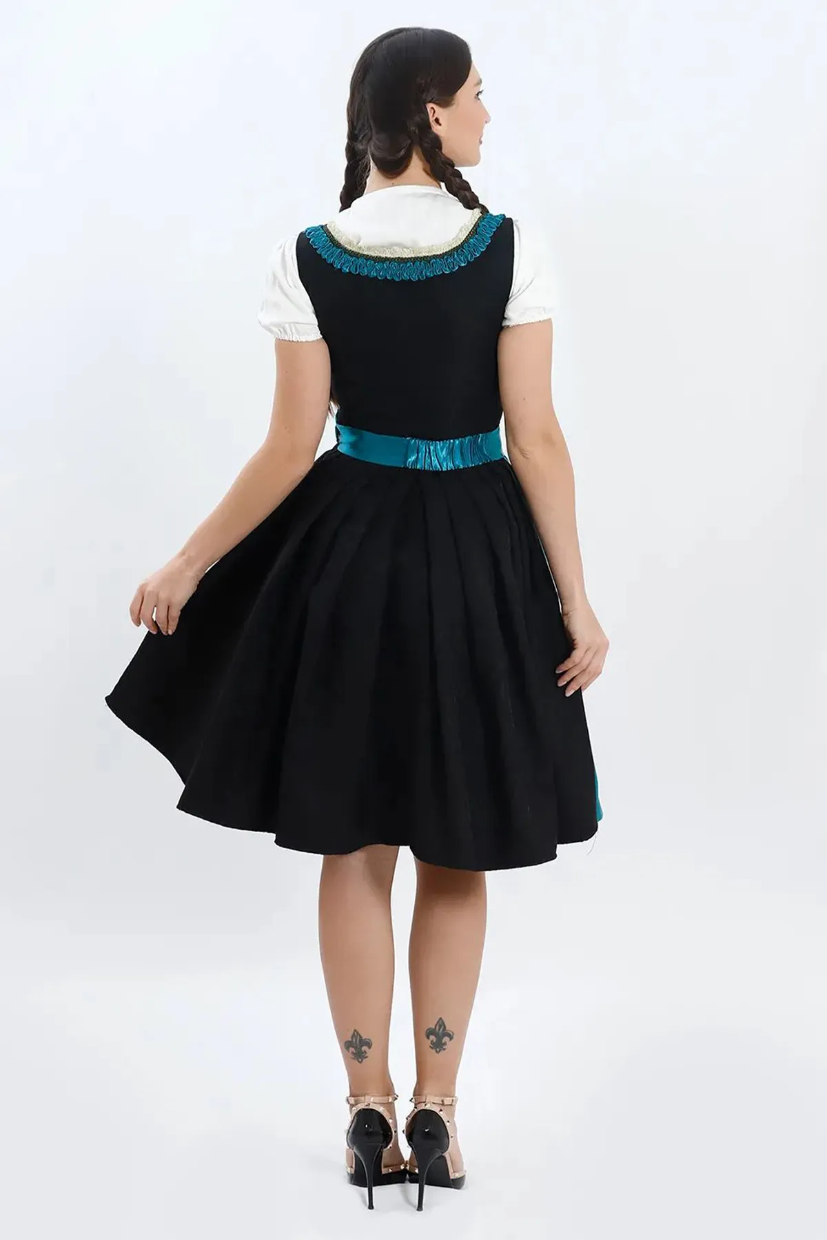 Luxury Elegant Black Midi Dirndl Dress - Image 6