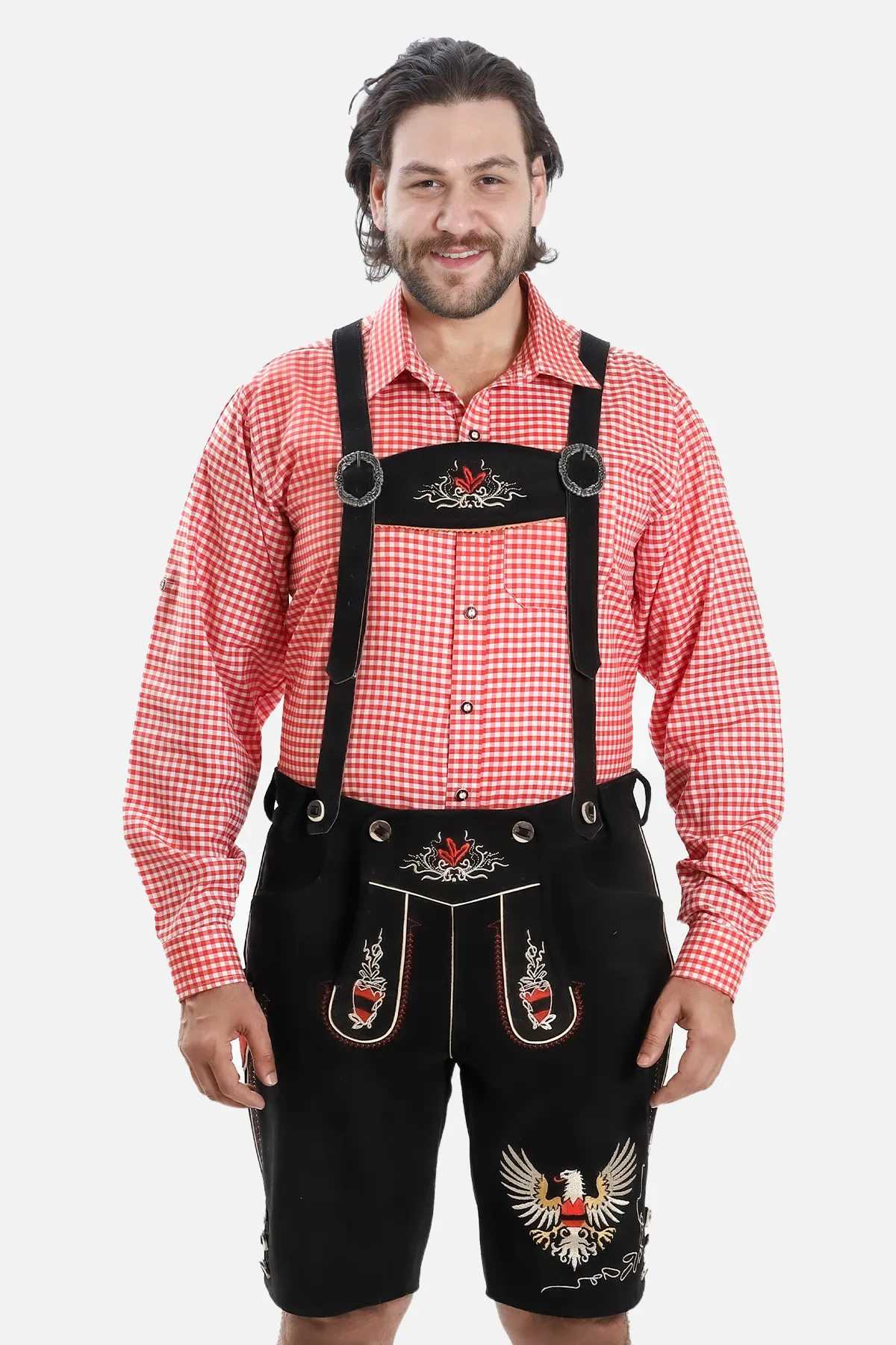 Men's Black Adler-Design Lederhosen with Suspenders - Image 2