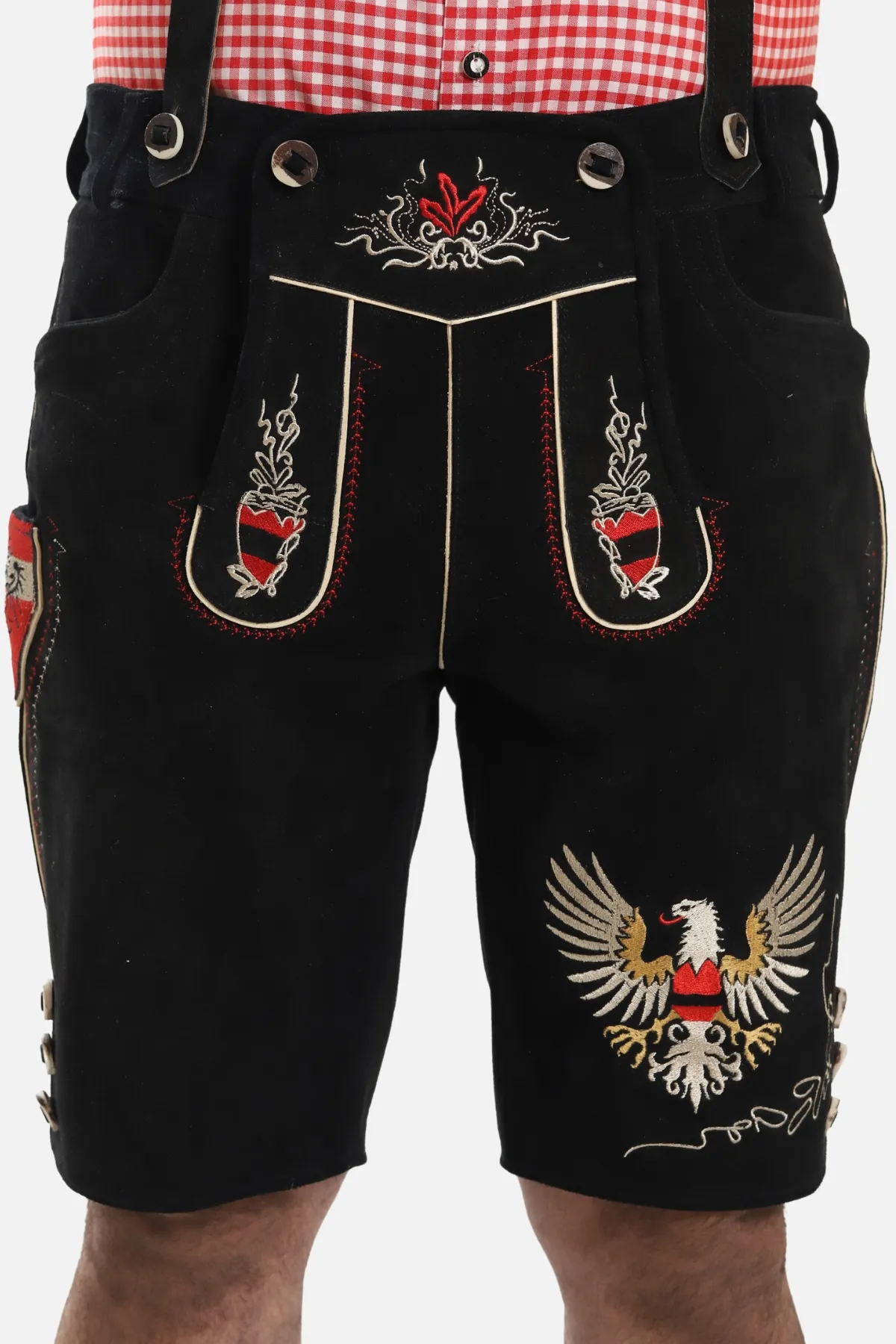 Men's Black Adler-Design Lederhosen with Suspenders - Image 3