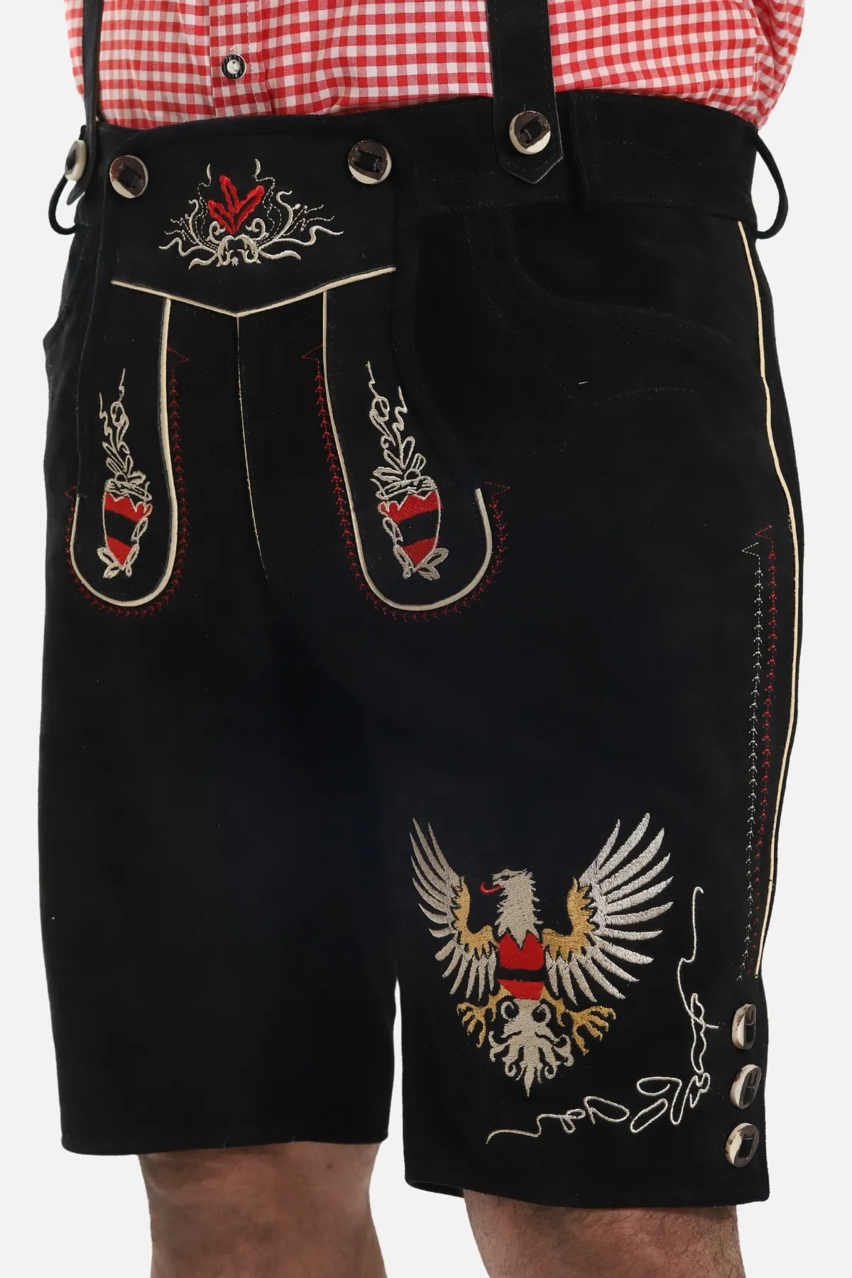 Men's Black Adler-Design Lederhosen with Suspenders - Image 5
