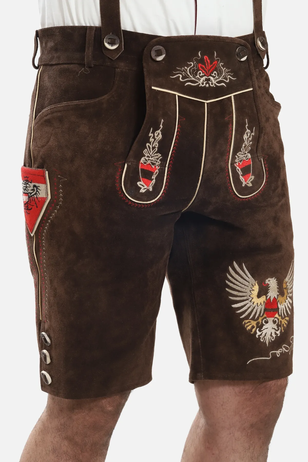 Men's Chocolate Brown Bavarian Lederhosen with Suspenders - Image 4