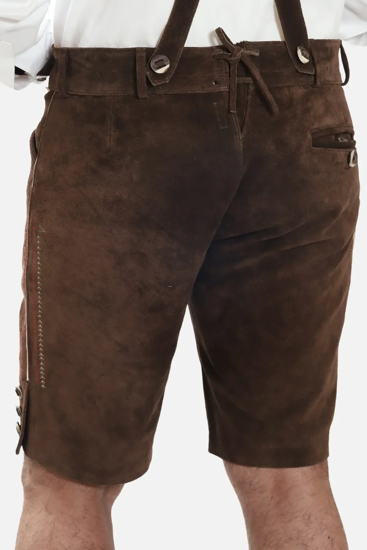 Men's Chocolate Brown Bavarian Lederhosen with Suspenders - Image 5